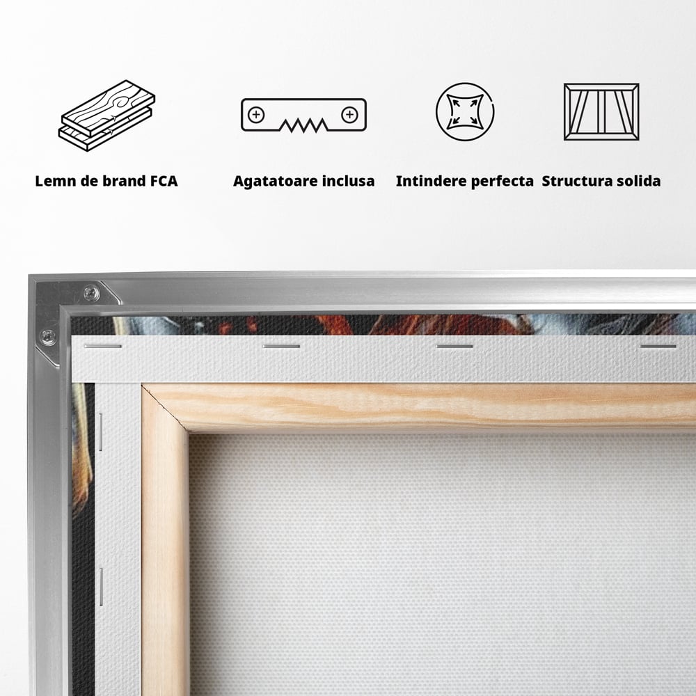 Tablou Canvas Premium, LuxCanva® P1050, Spirit Animalic, Foc, Armasar, Renastere, Jar, Metal, Elemental, Vulcanic, Infern, Apa, Contrast, Mistic, Intensitate, Dorinta, Living, Dormitor