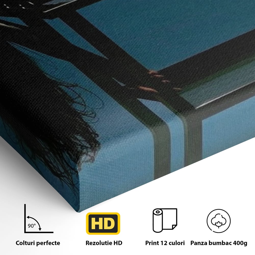 Tablou Canvas Premium, LuxCanva® P1057, Coregrafia Trupului, Gravitatie, Senzual, Lumina, Umbre, Corp, Iubire, Dezlantuire, Timiditate, Cizme, Albastru, Masa, Echilibru, Living, Dormitor