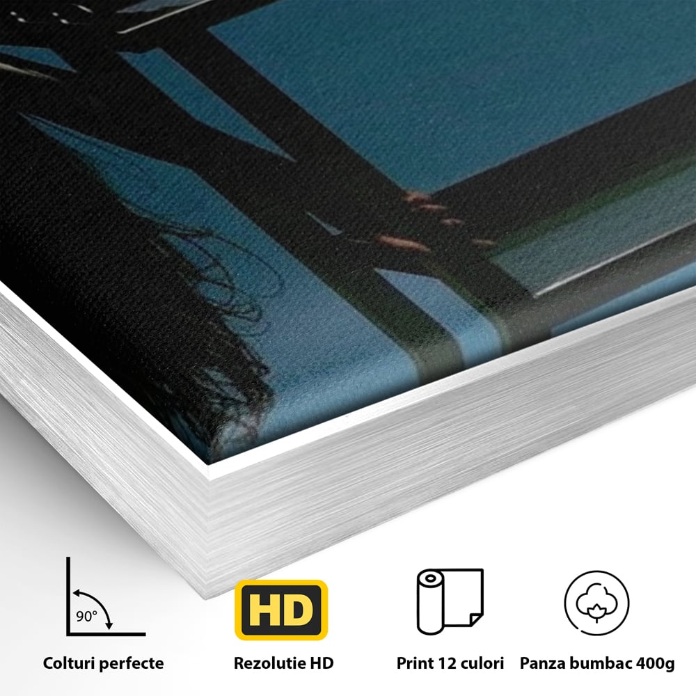 Tablou Canvas Premium, LuxCanva® P1057, Coregrafia Trupului, Gravitatie, Senzual, Lumina, Umbre, Corp, Iubire, Dezlantuire, Timiditate, Cizme, Albastru, Masa, Echilibru, Living, Dormitor