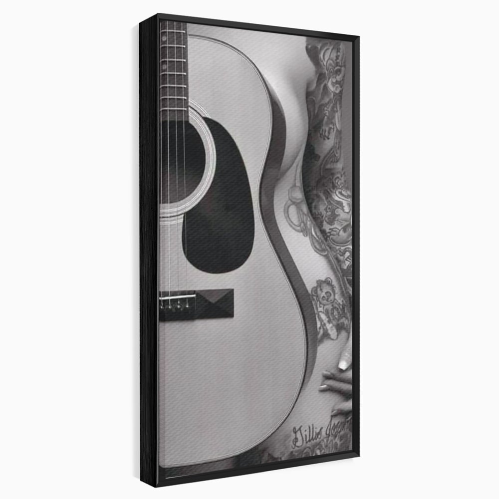 Leinwand Premium Canvas Wandkunst, LuxCanva® P1060, Instrument der Sünde, Gitarre, Silhouette, Körper, Sexy, Frau, Tattoos, Verführerisch, Schlafzimmer, Wohnzimmer