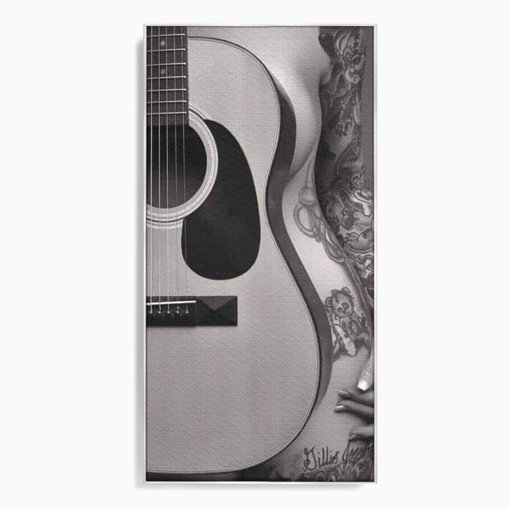 Leinwand Premium Canvas Wandkunst, LuxCanva® P1060, Instrument der Sünde, Gitarre, Silhouette, Körper, Sexy, Frau, Tattoos, Verführerisch, Schlafzimmer, Wohnzimmer