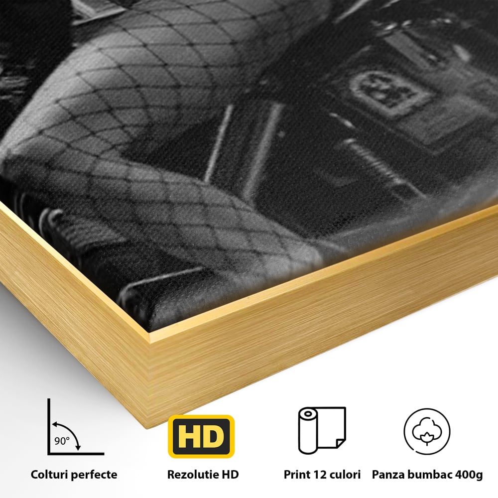Tablou Canvas Premium, LuxCanva® P1065, Eleganta Rebela, Motor, Dresuri, Motocicleta, Femeie, Sexy, Garaj, Urban, Dormitor, Living