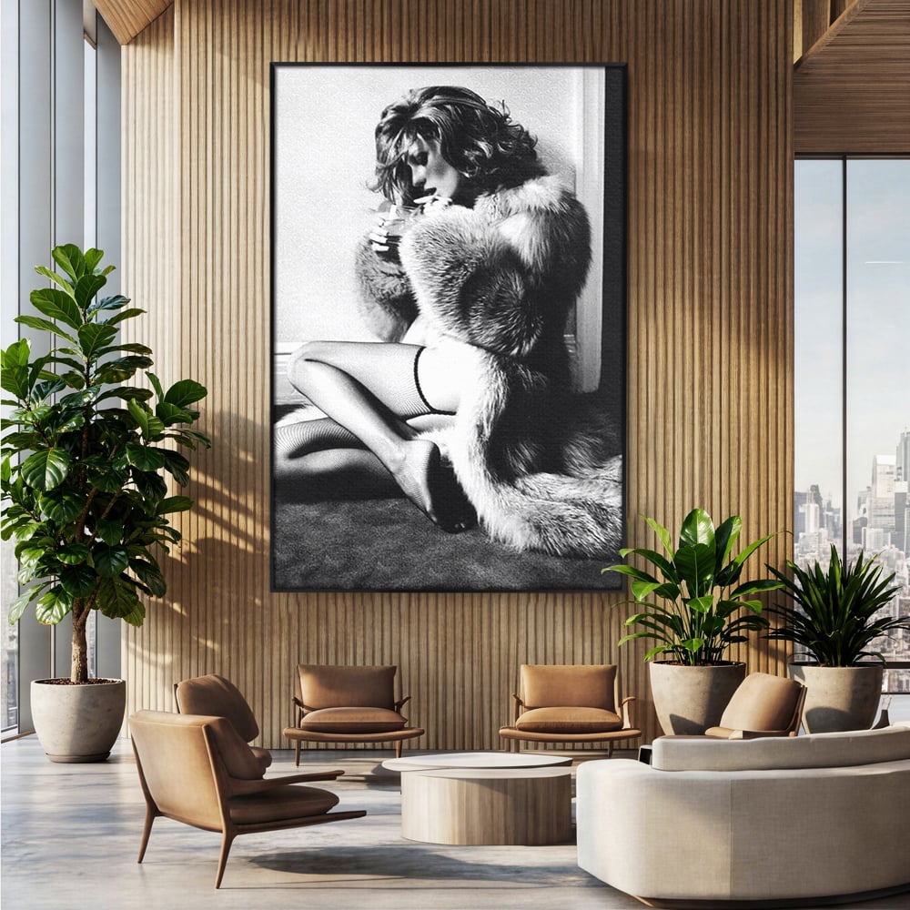 Tablou Canvas Premium, LuxCanva® P1069, Seductie intr-o Noapte Rece, Vintage, Dresuri, Blanuri, Chic, Femeie, Senzualitate, Sexy, Dormitor, Living