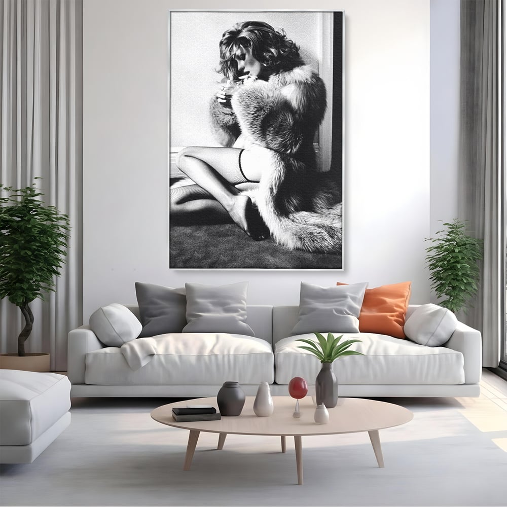 Tablou Canvas Premium, LuxCanva® P1069, Seductie intr-o Noapte Rece, Vintage, Dresuri, Blanuri, Chic, Femeie, Senzualitate, Sexy, Dormitor, Living