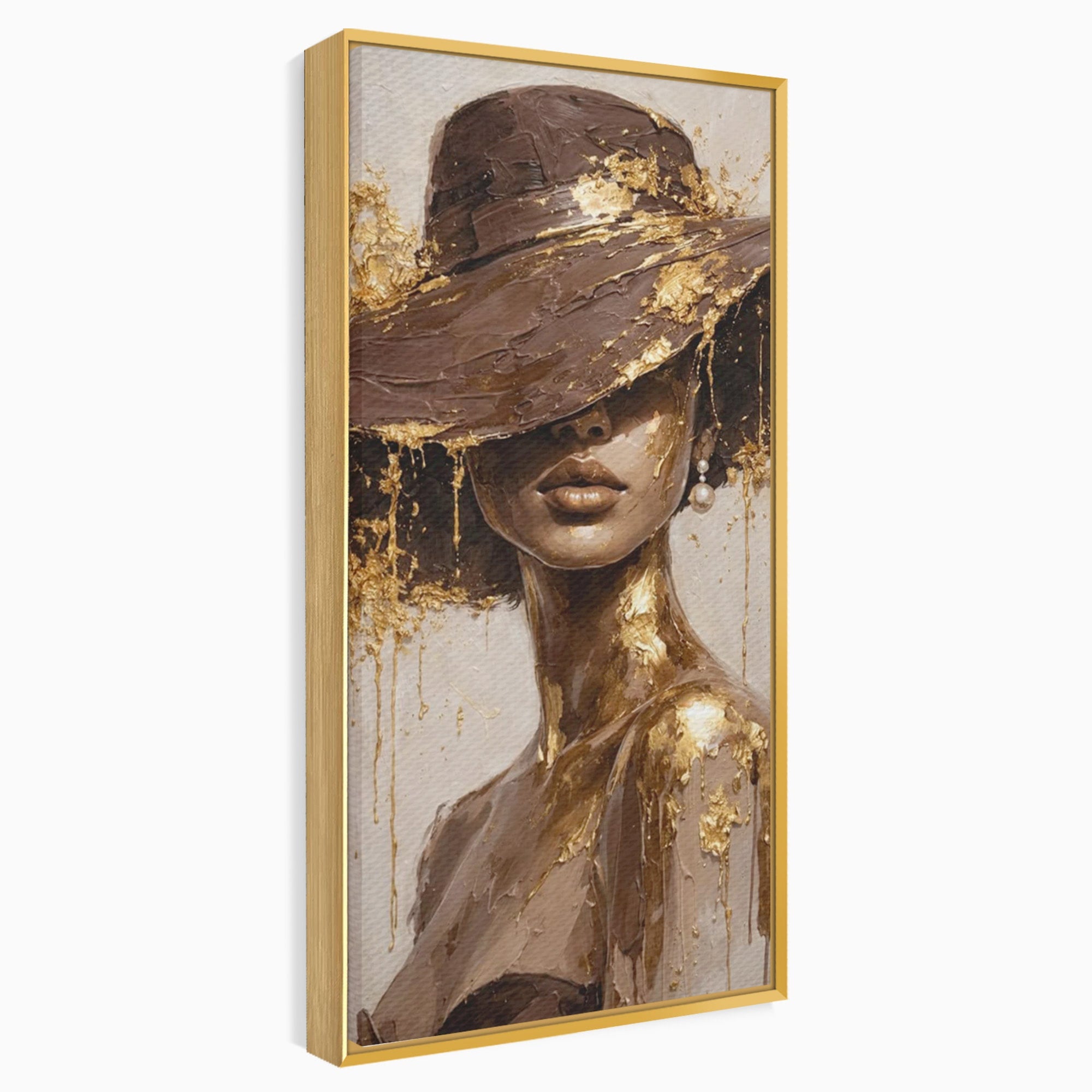 Tablou Canvas Premium LuxCanva® PI1003, Femeie Cu Palarie Eleganta, Femeie, Portret, Palarie, Eleganta, Living, Culori Vibrante