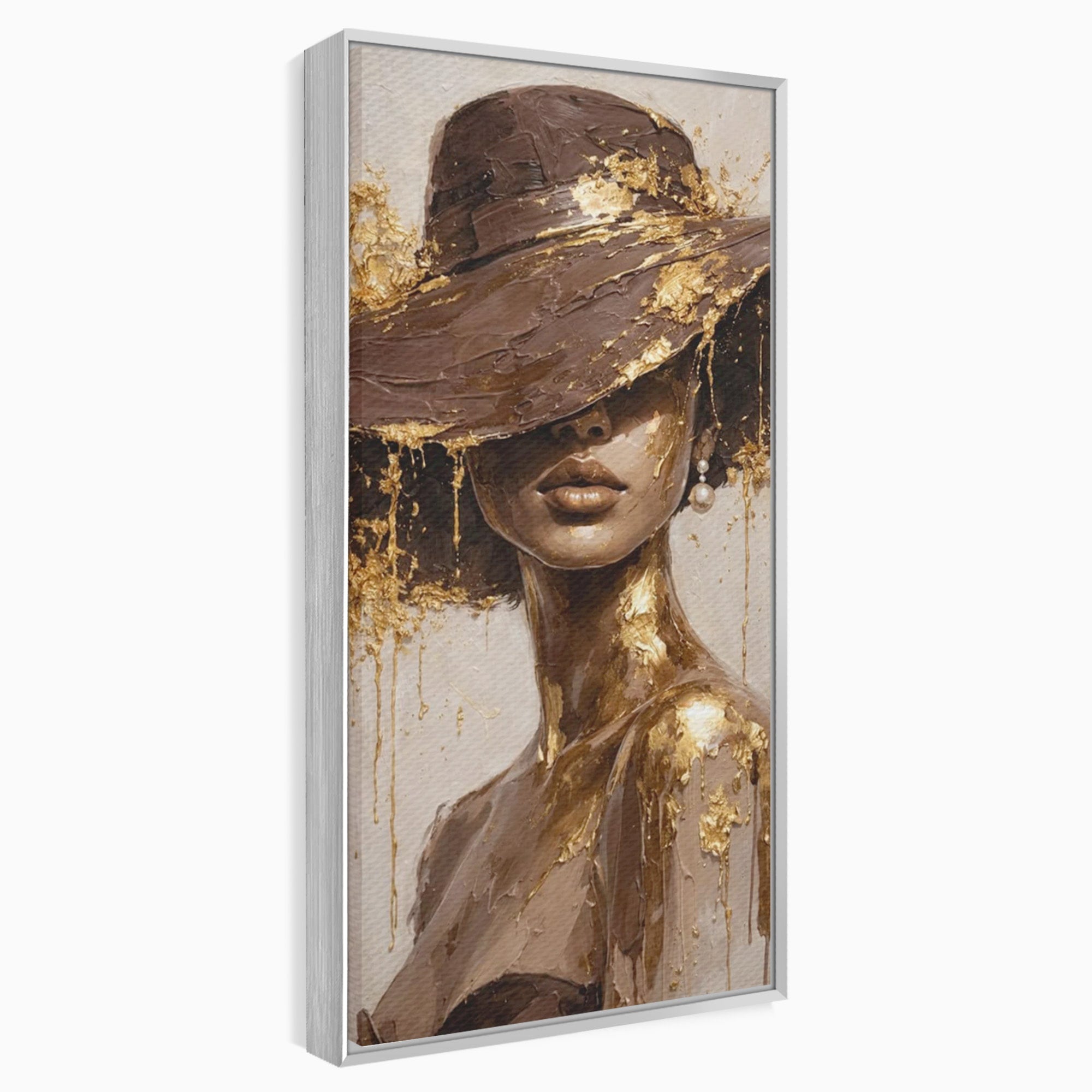 Tablou Canvas Premium LuxCanva® PI1003, Femeie Cu Palarie Eleganta, Femeie, Portret, Palarie, Eleganta, Living, Culori Vibrante