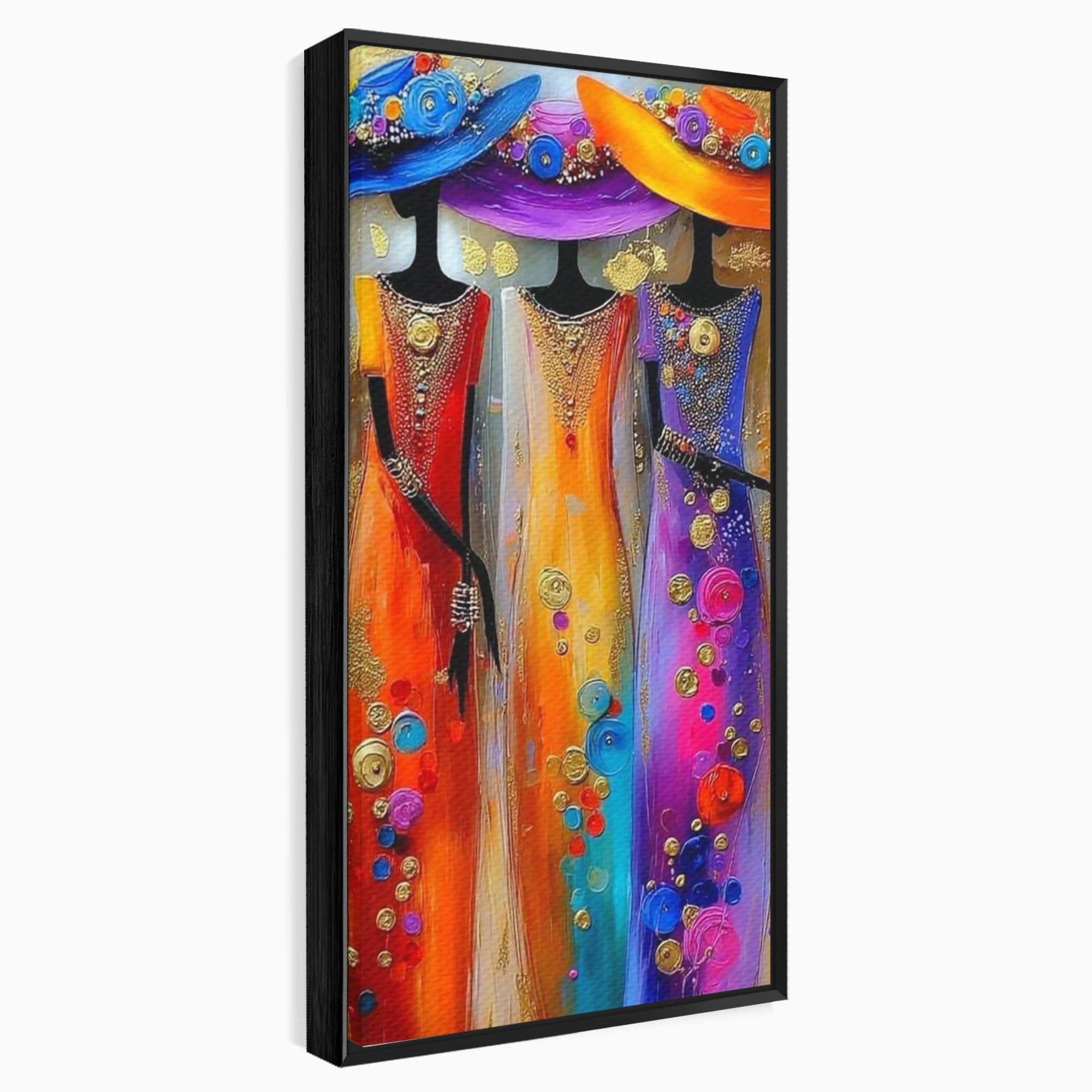Tablou Canvas Premium LuxCanva® PI1004, Doamne Elegante Cu Palarii, Moda, Eleganta, Femei, Arta Contemporana, Living, Culori Vibrante