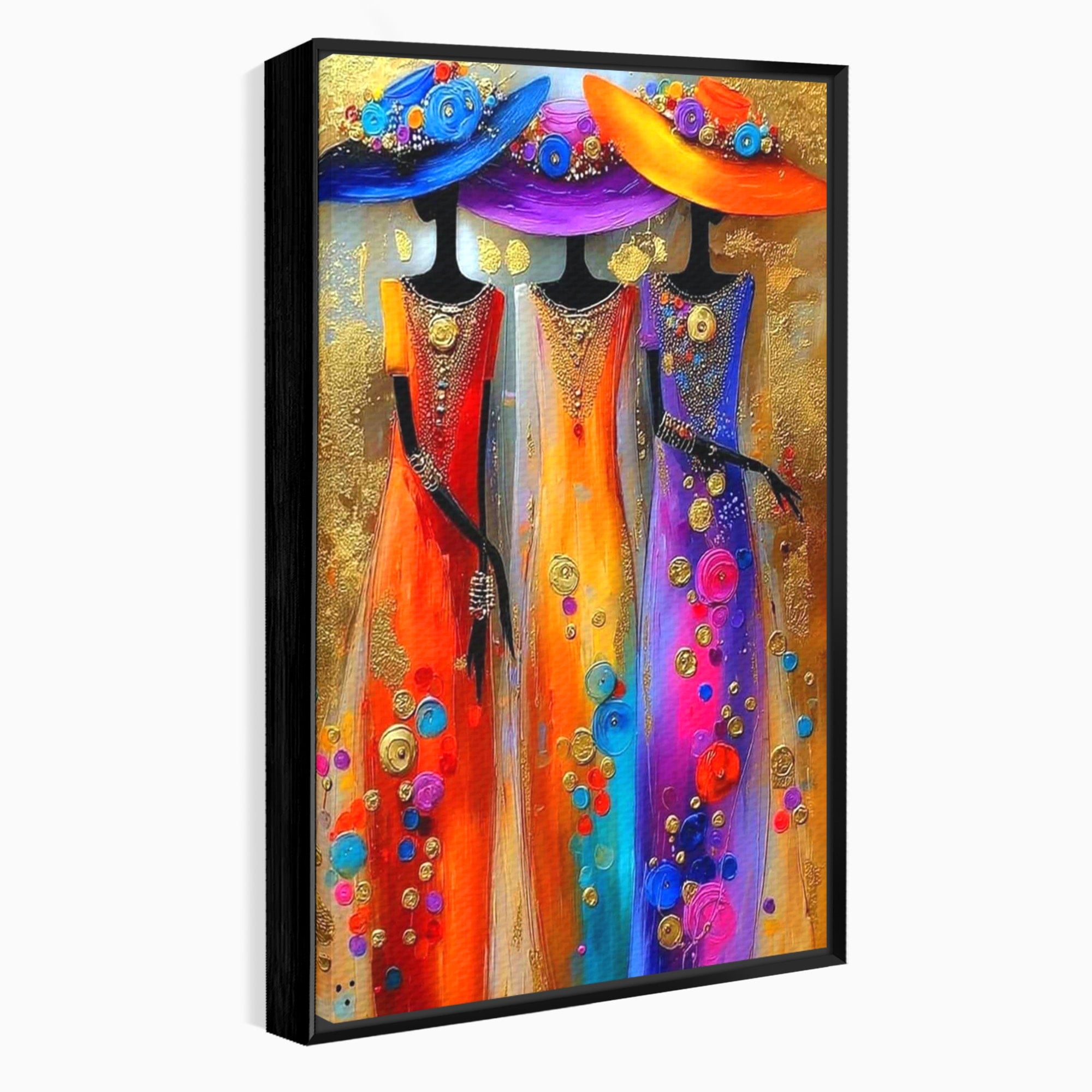 Tablou Canvas Premium LuxCanva® PI1004, Doamne Elegante Cu Palarii, Moda, Eleganta, Femei, Arta Contemporana, Living, Culori Vibrante