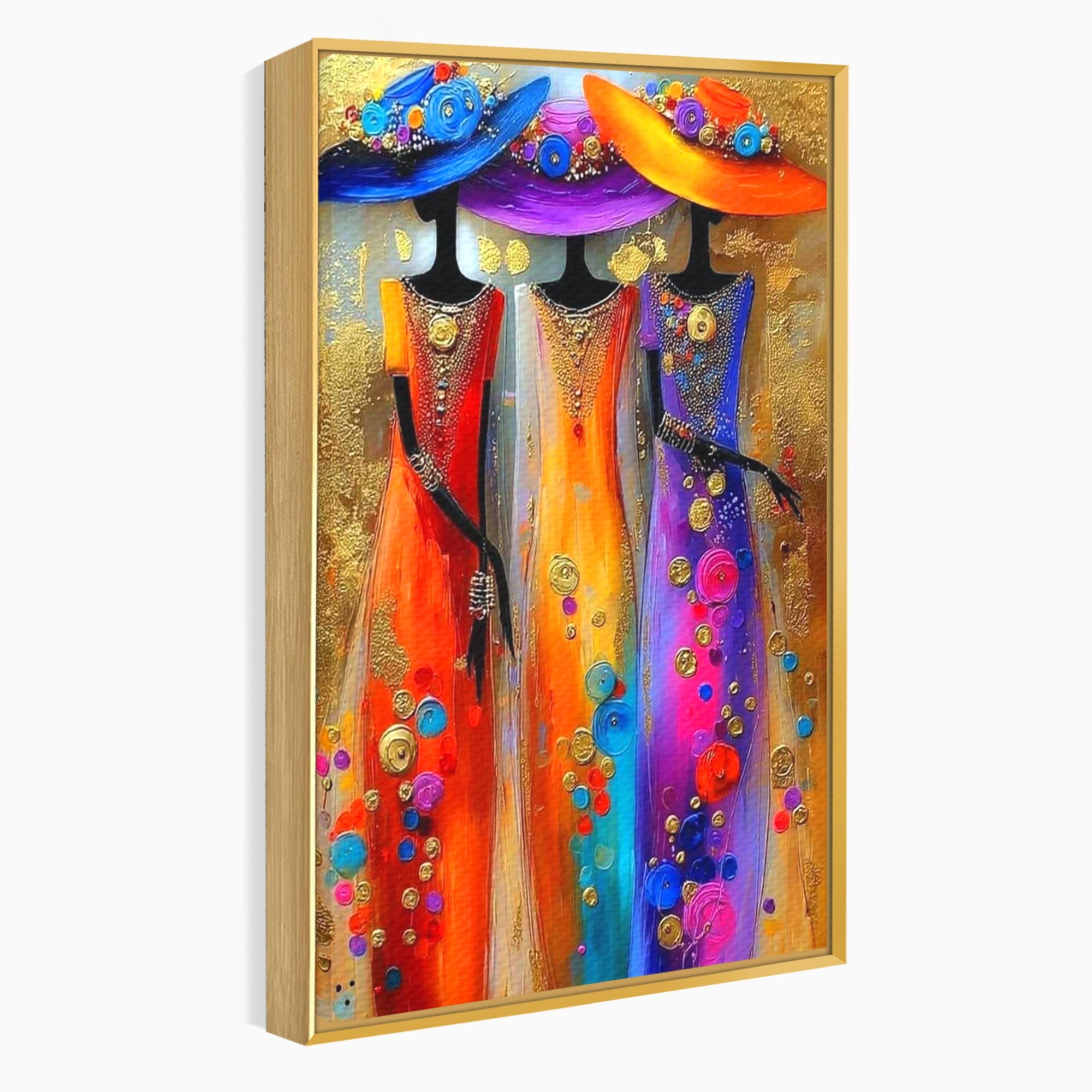 Tablou Canvas Premium LuxCanva® PI1004, Doamne Elegante Cu Palarii, Moda, Eleganta, Femei, Arta Contemporana, Living, Culori Vibrante