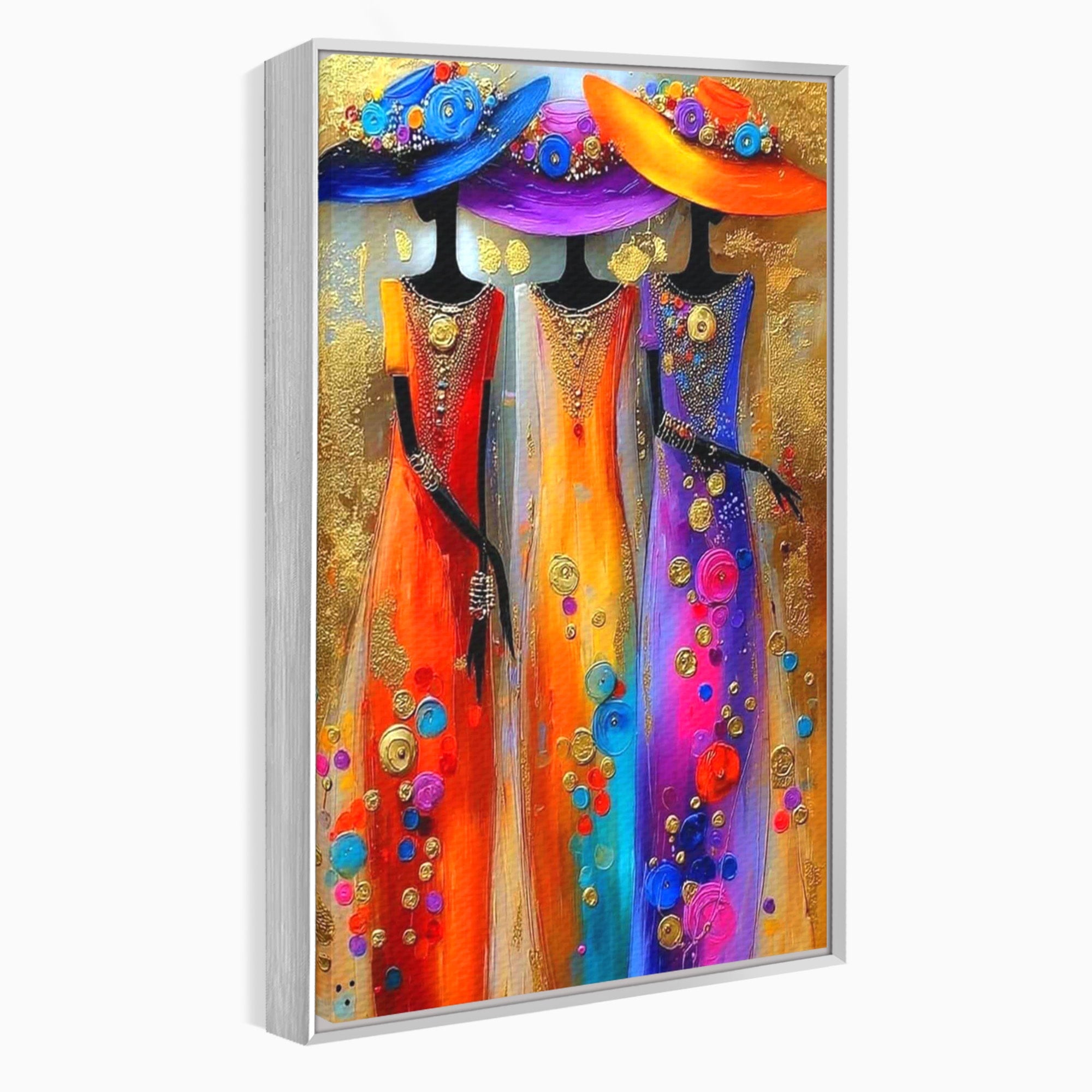 Tablou Canvas Premium LuxCanva® PI1004, Doamne Elegante Cu Palarii, Moda, Eleganta, Femei, Arta Contemporana, Living, Culori Vibrante