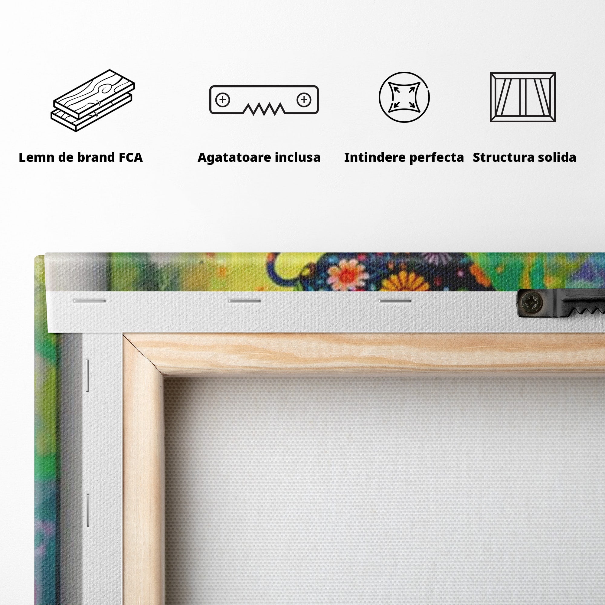 Tablou Canvas Premium LuxCanva® PI1005, Cesti Colorate, Cafea, Ceai, Vesela, Arta Abstracta, Culori Vii, Bucatarie, Culori Vibrante