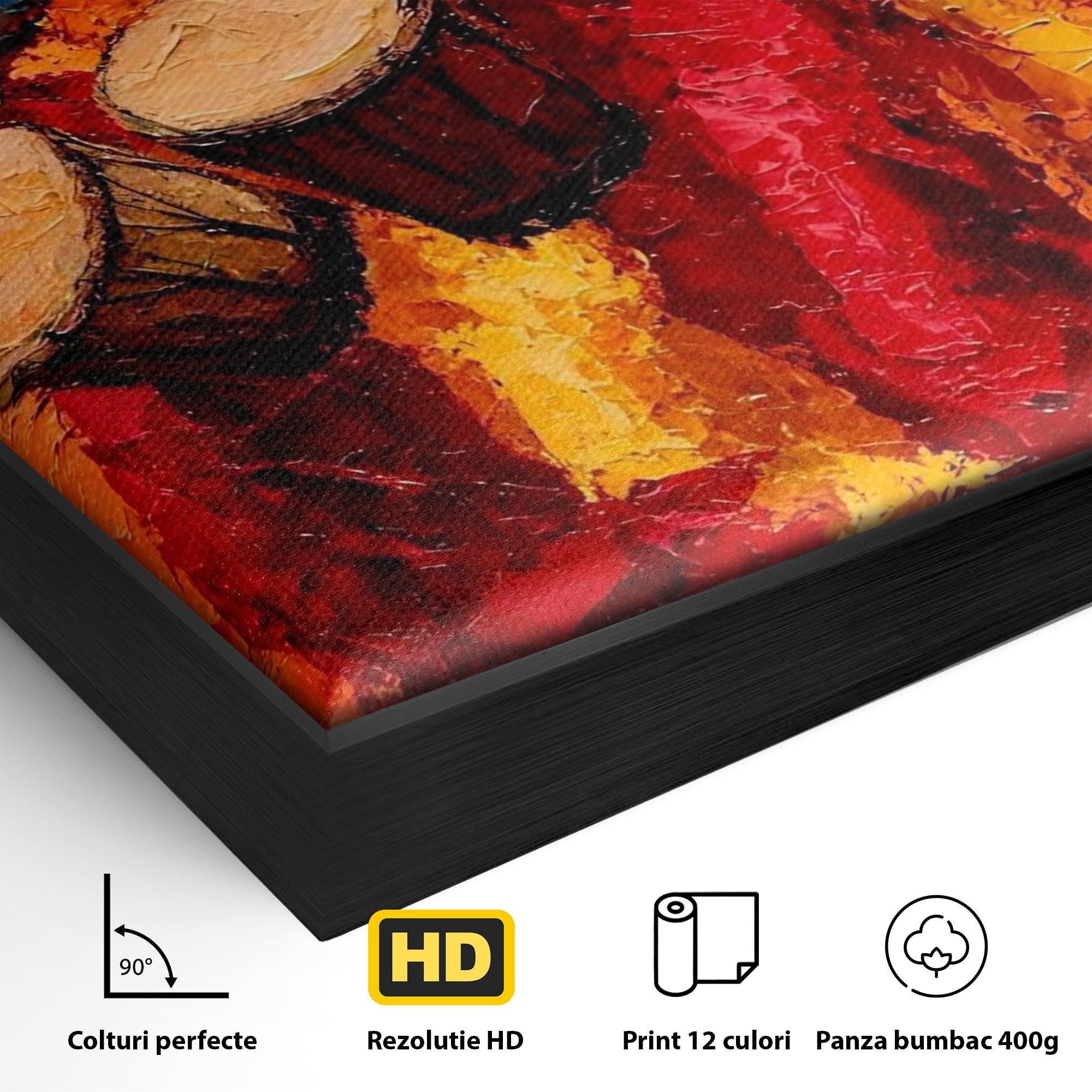 Tablou Canvas Premium LuxCanva® PI1006, Dansatoare Africane Cu Tobe, Dans, Africa, Tobe, Living, Cultura, Culori Vibrante