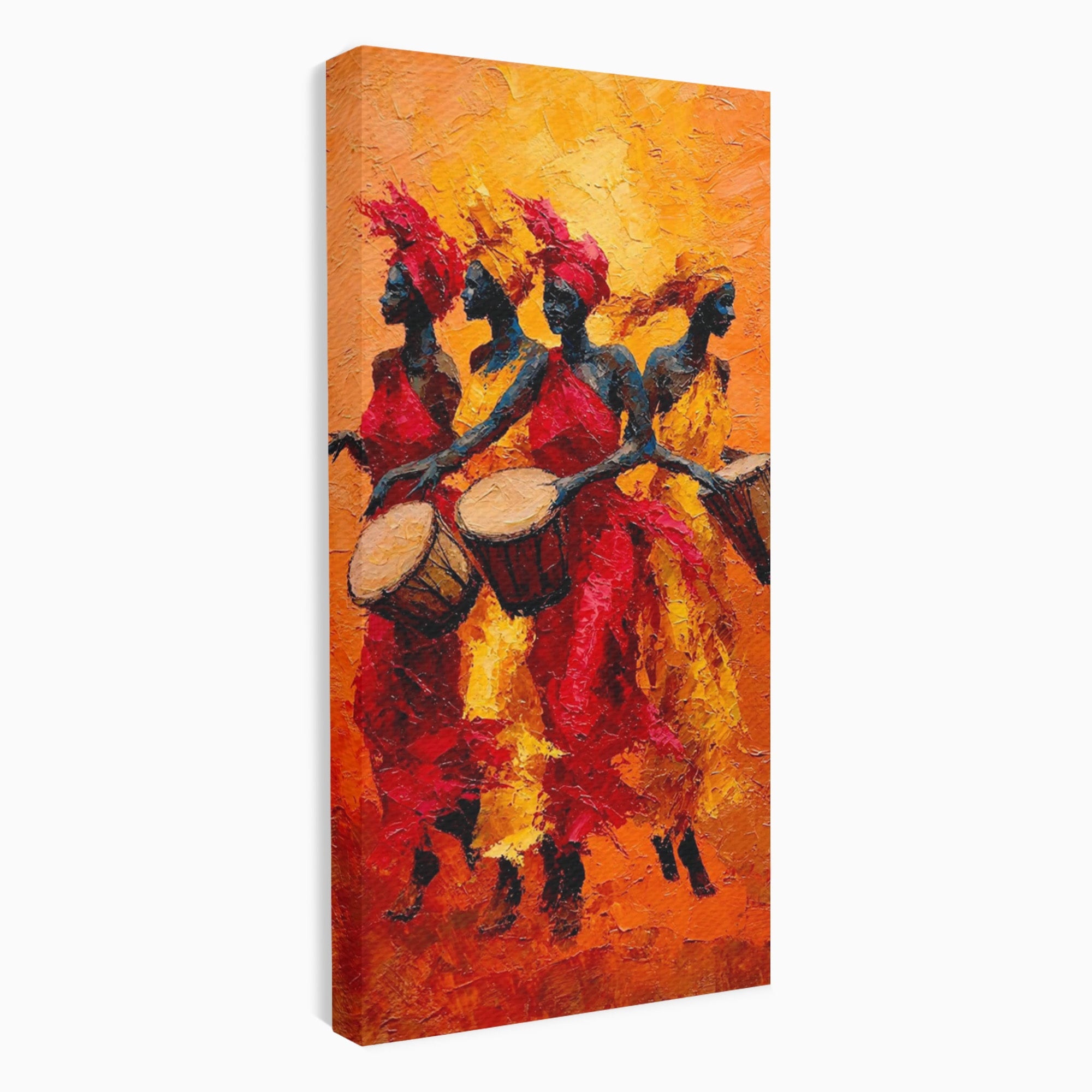Tablou Canvas Premium LuxCanva® PI1006, Dansatoare Africane Cu Tobe, Dans, Africa, Tobe, Living, Cultura, Culori Vibrante