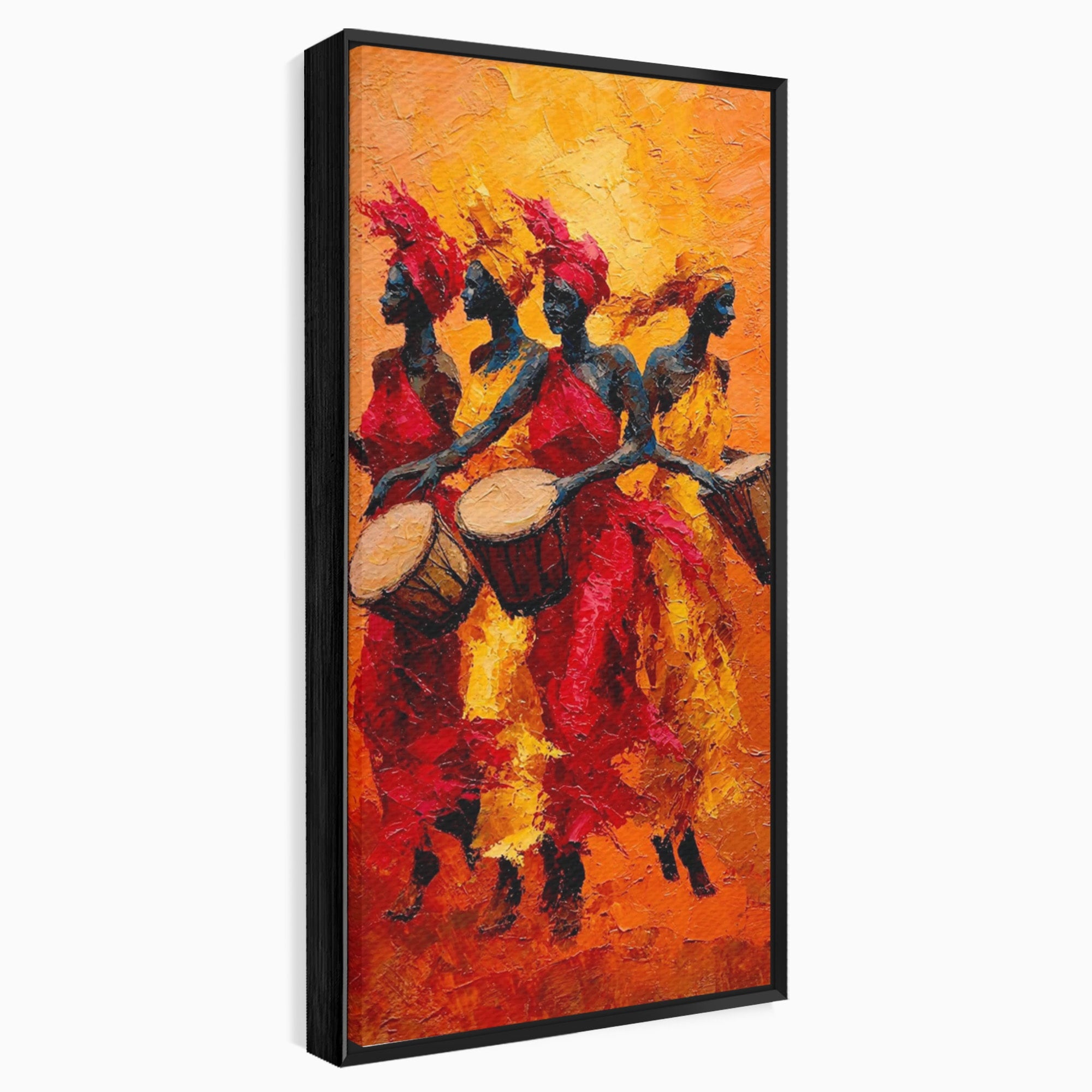 Tablou Canvas Premium LuxCanva® PI1006, Dansatoare Africane Cu Tobe, Dans, Africa, Tobe, Living, Cultura, Culori Vibrante