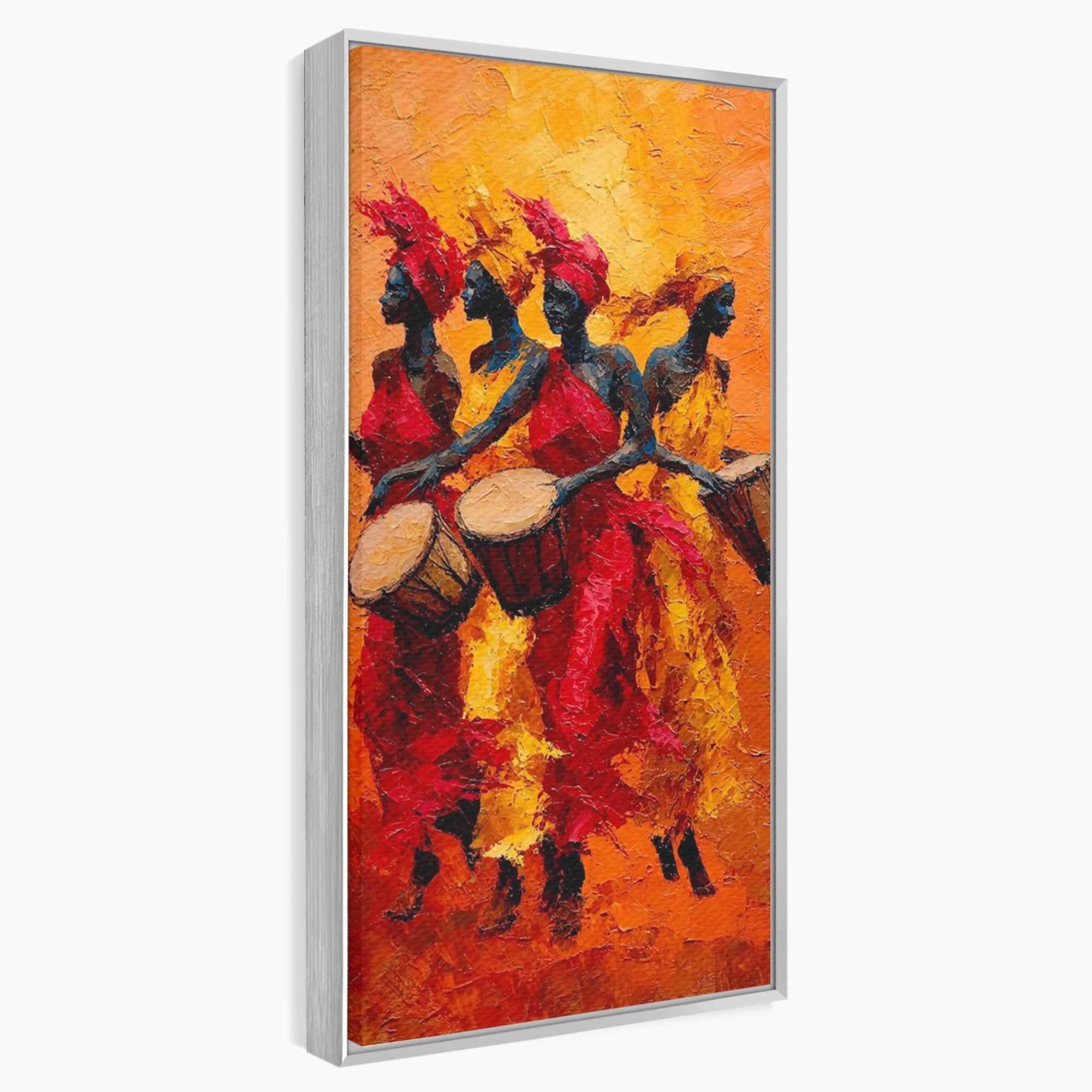 Tablou Canvas Premium LuxCanva® PI1006, Dansatoare Africane Cu Tobe, Dans, Africa, Tobe, Living, Cultura, Culori Vibrante