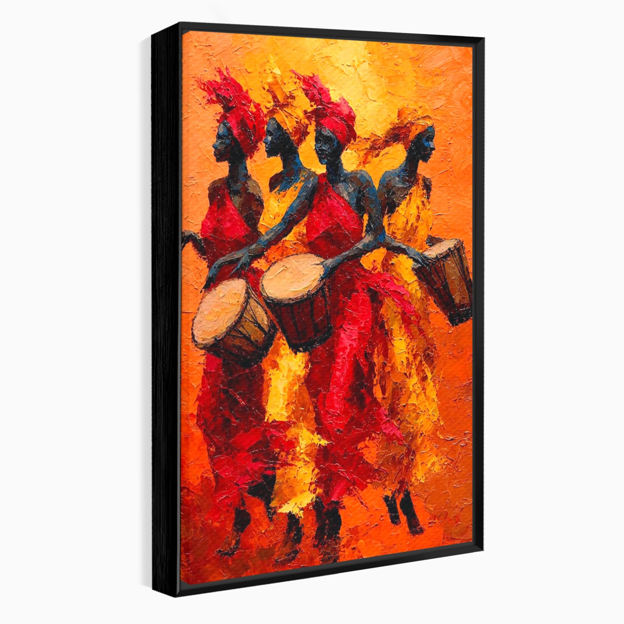 Tablou Canvas Premium LuxCanva® PI1006, Dansatoare Africane Cu Tobe, Dans, Africa, Tobe, Living, Cultura, Culori Vibrante