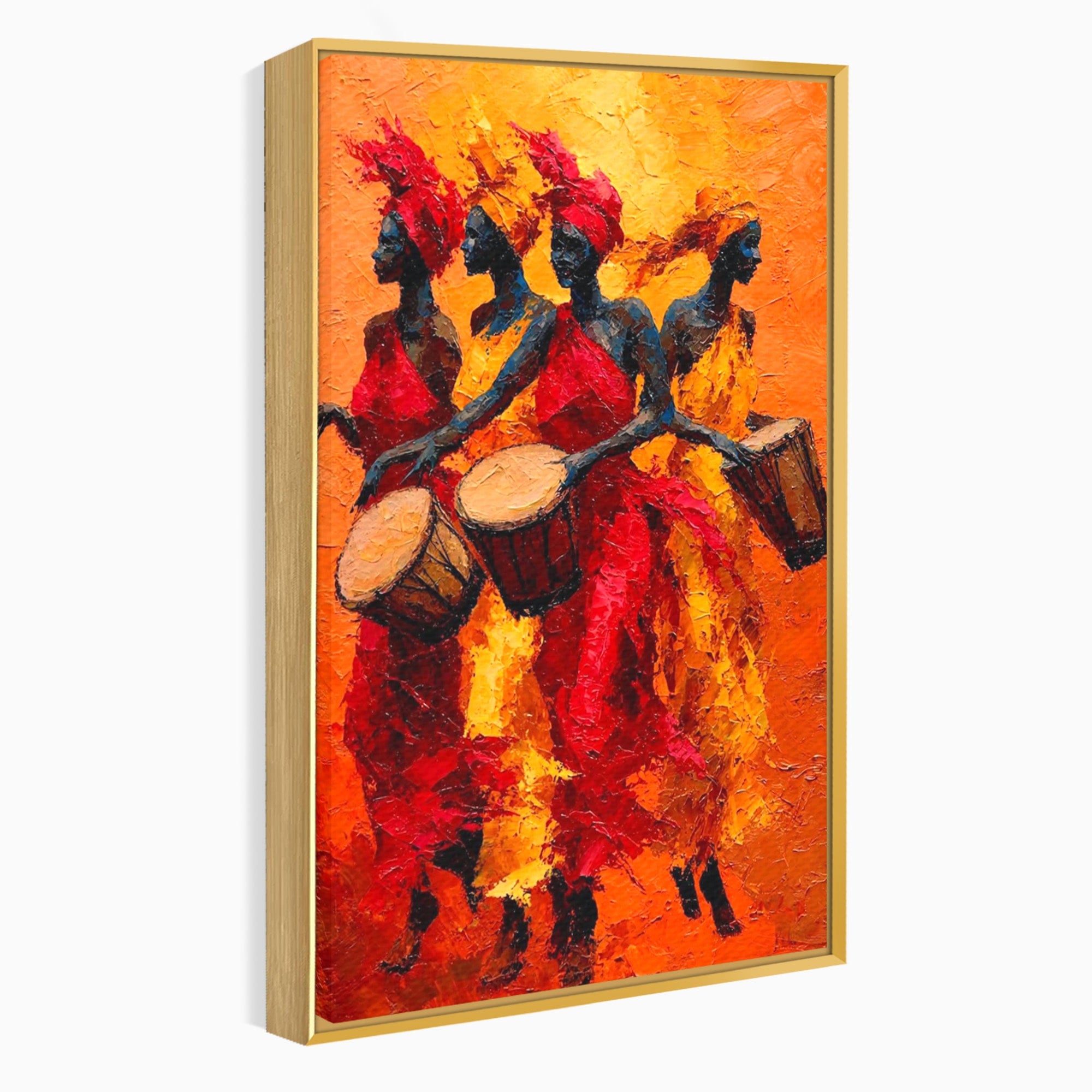 Tablou Canvas Premium LuxCanva® PI1006, Dansatoare Africane Cu Tobe, Dans, Africa, Tobe, Living, Cultura, Culori Vibrante