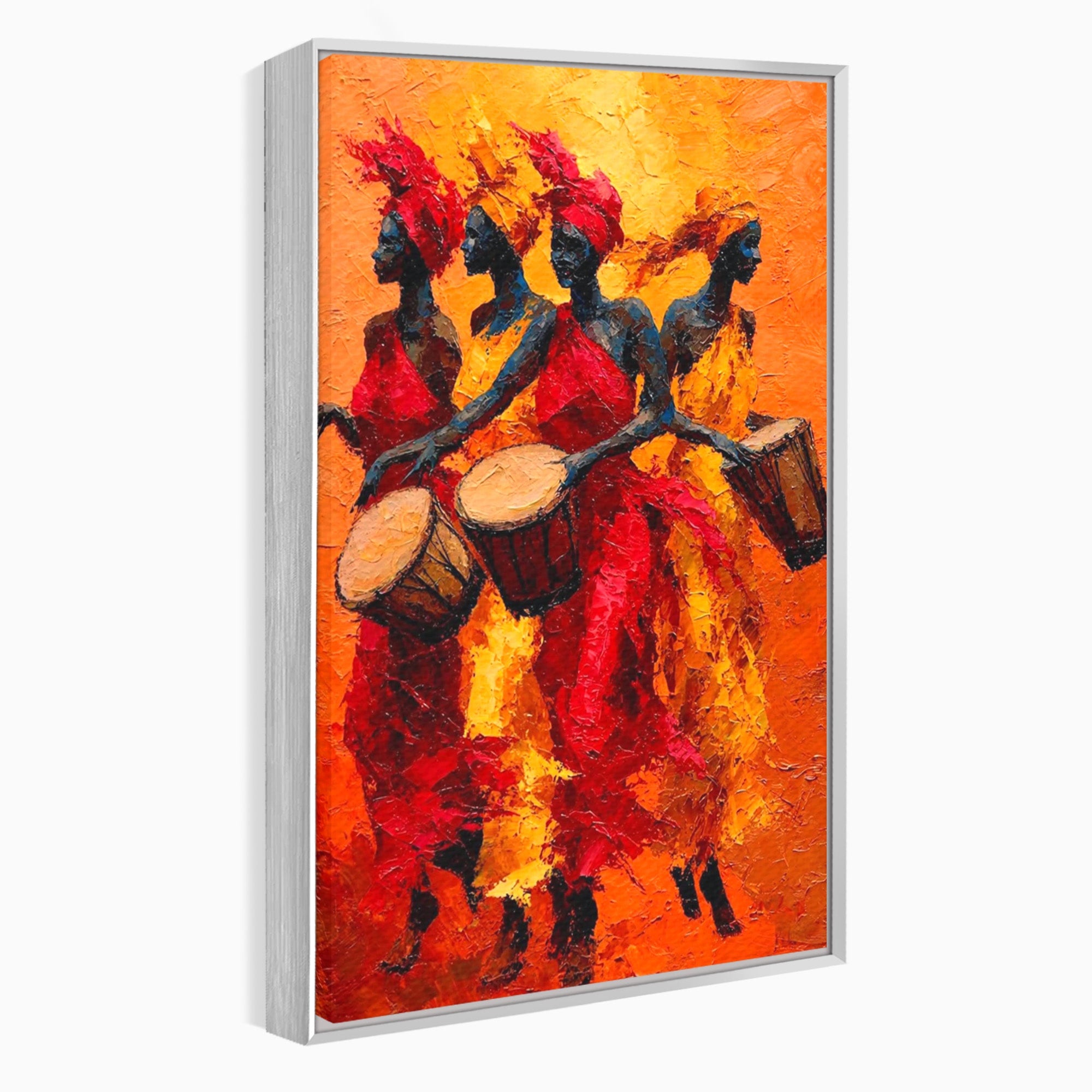 Tablou Canvas Premium LuxCanva® PI1006, Dansatoare Africane Cu Tobe, Dans, Africa, Tobe, Living, Cultura, Culori Vibrante