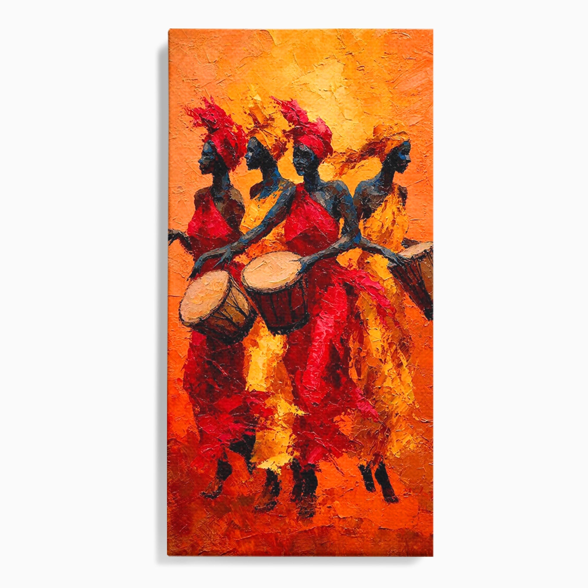 Tablou Canvas Premium LuxCanva® PI1006, Dansatoare Africane Cu Tobe, Dans, Africa, Tobe, Living, Cultura, Culori Vibrante