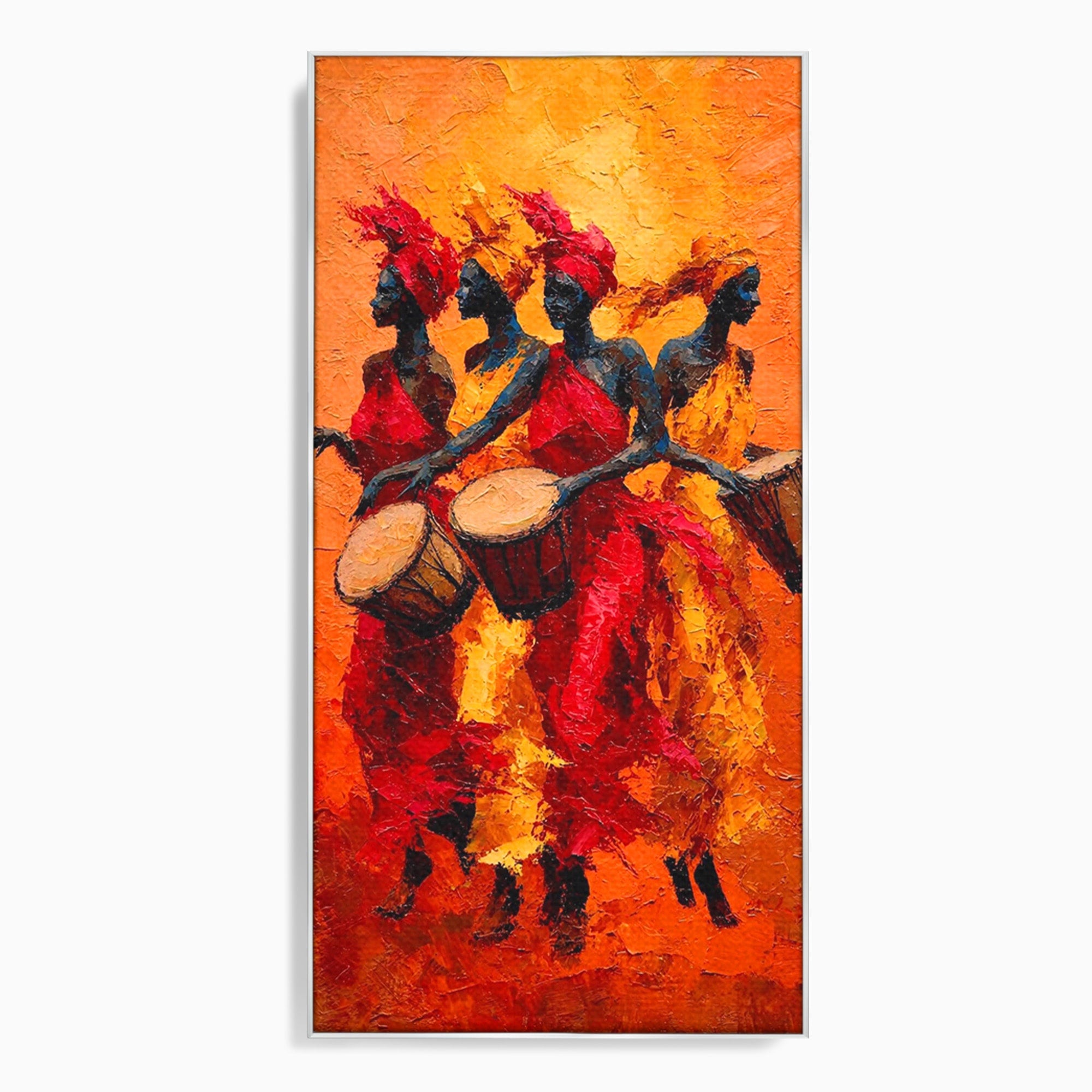 Tablou Canvas Premium LuxCanva® PI1006, Dansatoare Africane Cu Tobe, Dans, Africa, Tobe, Living, Cultura, Culori Vibrante