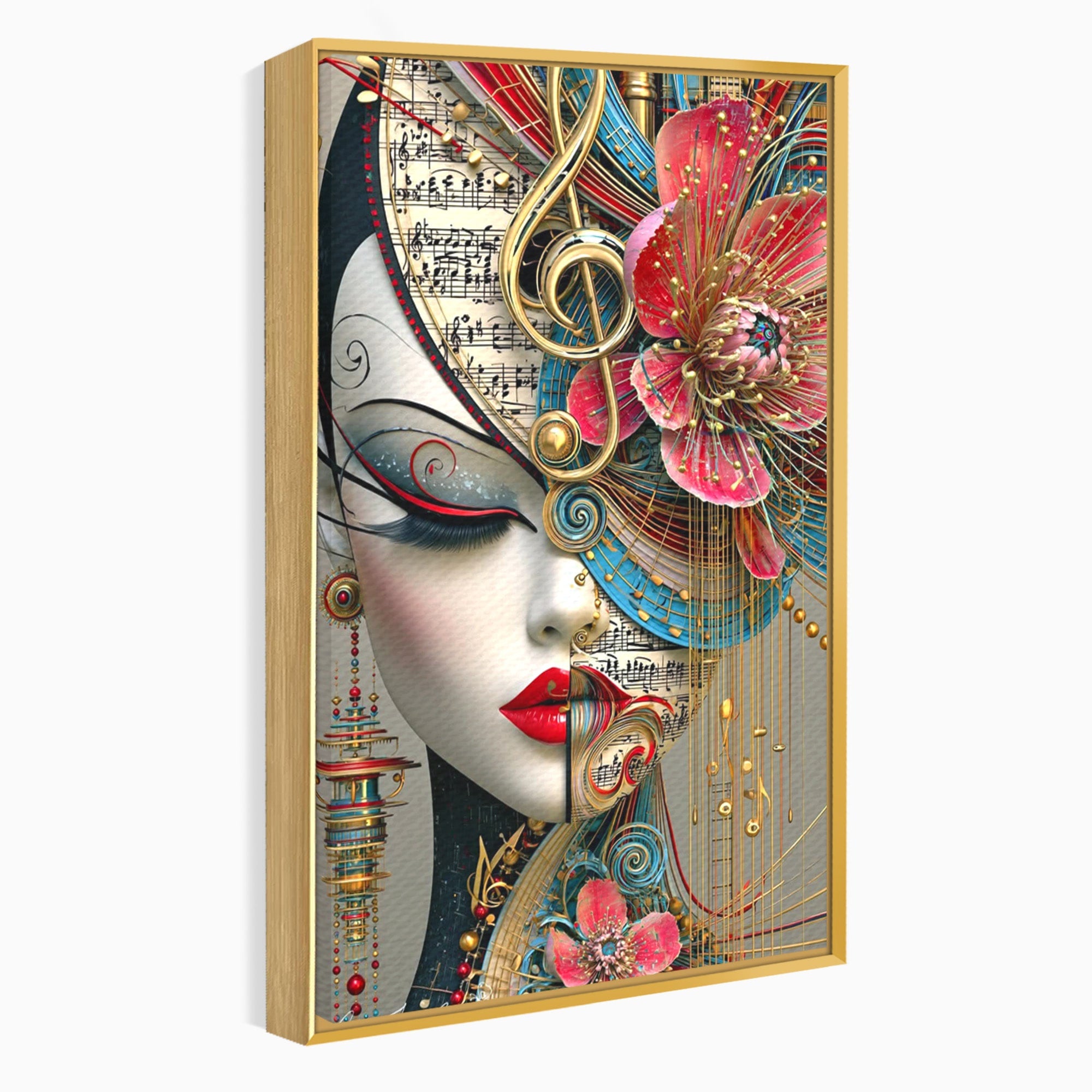 Tablou Canvas Premium LuxCanva® PI1009, Portret Muzical Artistic, Portret, Muzica, Arta Abstracta, Flori, Living, Culori Vibrante