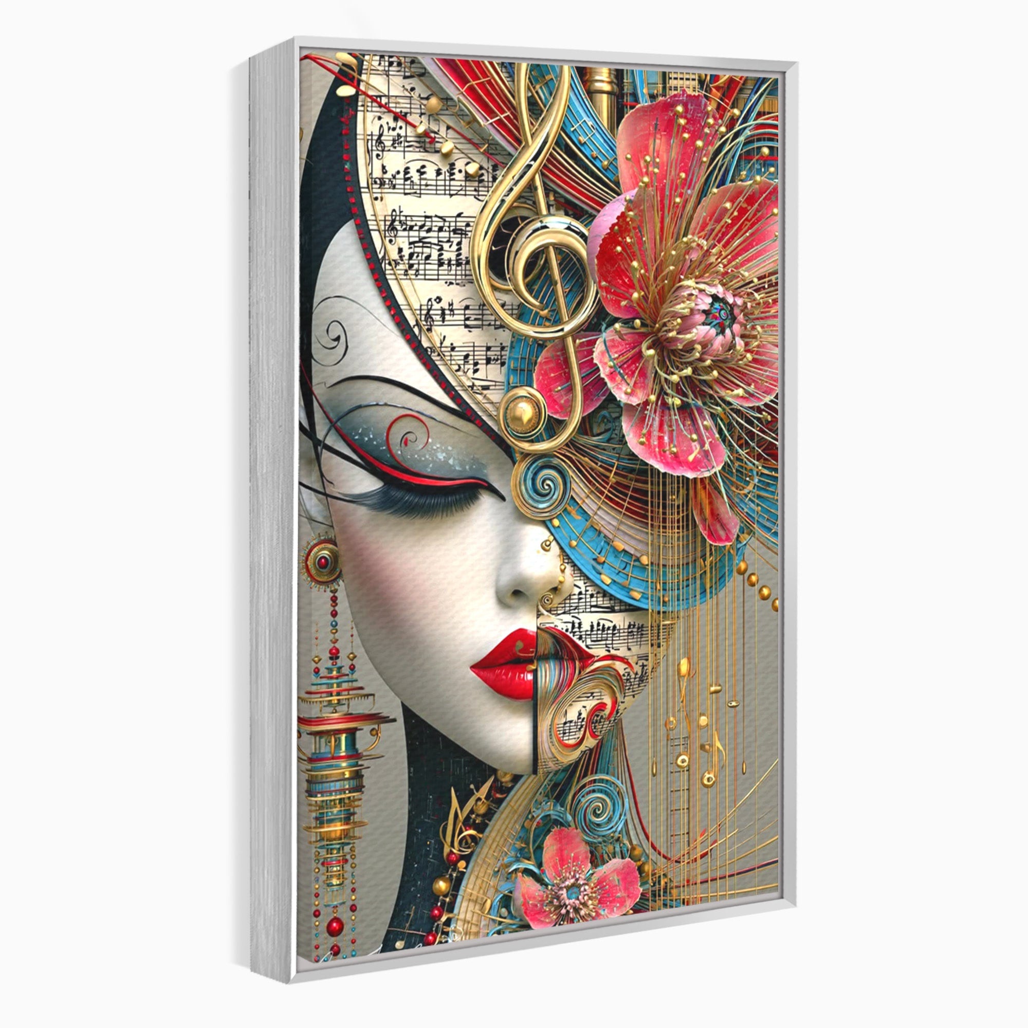 Tablou Canvas Premium LuxCanva® PI1009, Portret Muzical Artistic, Portret, Muzica, Arta Abstracta, Flori, Living, Culori Vibrante