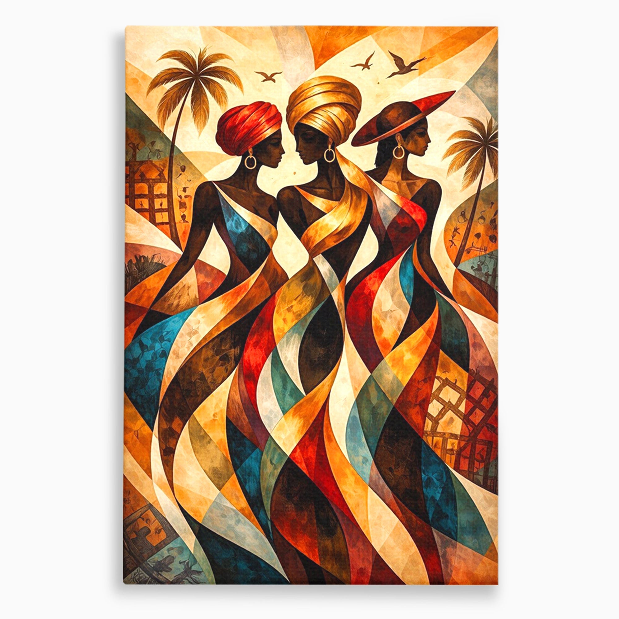 Tablou Canvas Premium LuxCanva® PI1010, Femei Africane Elegante, Femei, Africa, Arta, Cultura, Living, Culori Vibrante