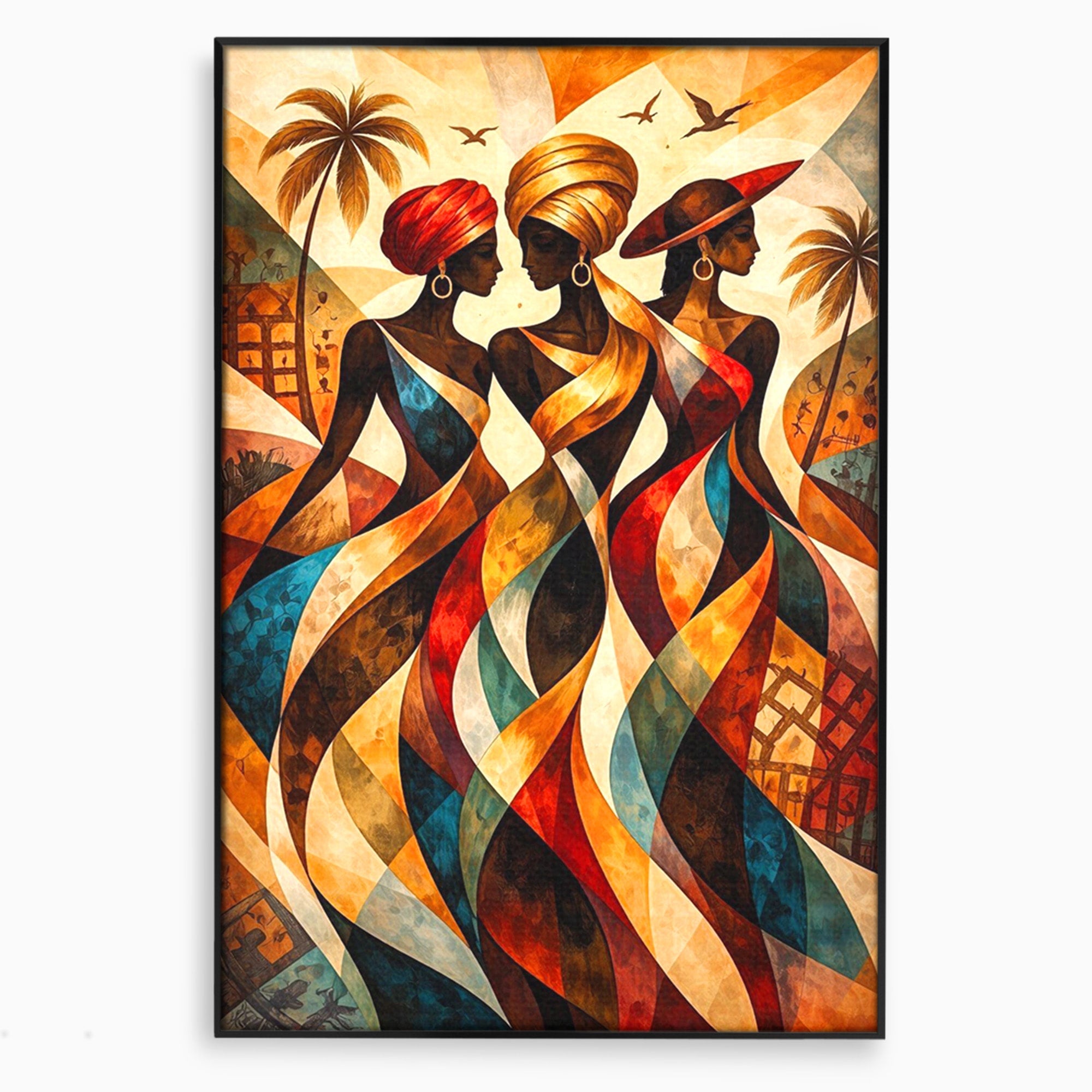 Tablou Canvas Premium LuxCanva® PI1010, Femei Africane Elegante, Femei, Africa, Arta, Cultura, Living, Culori Vibrante