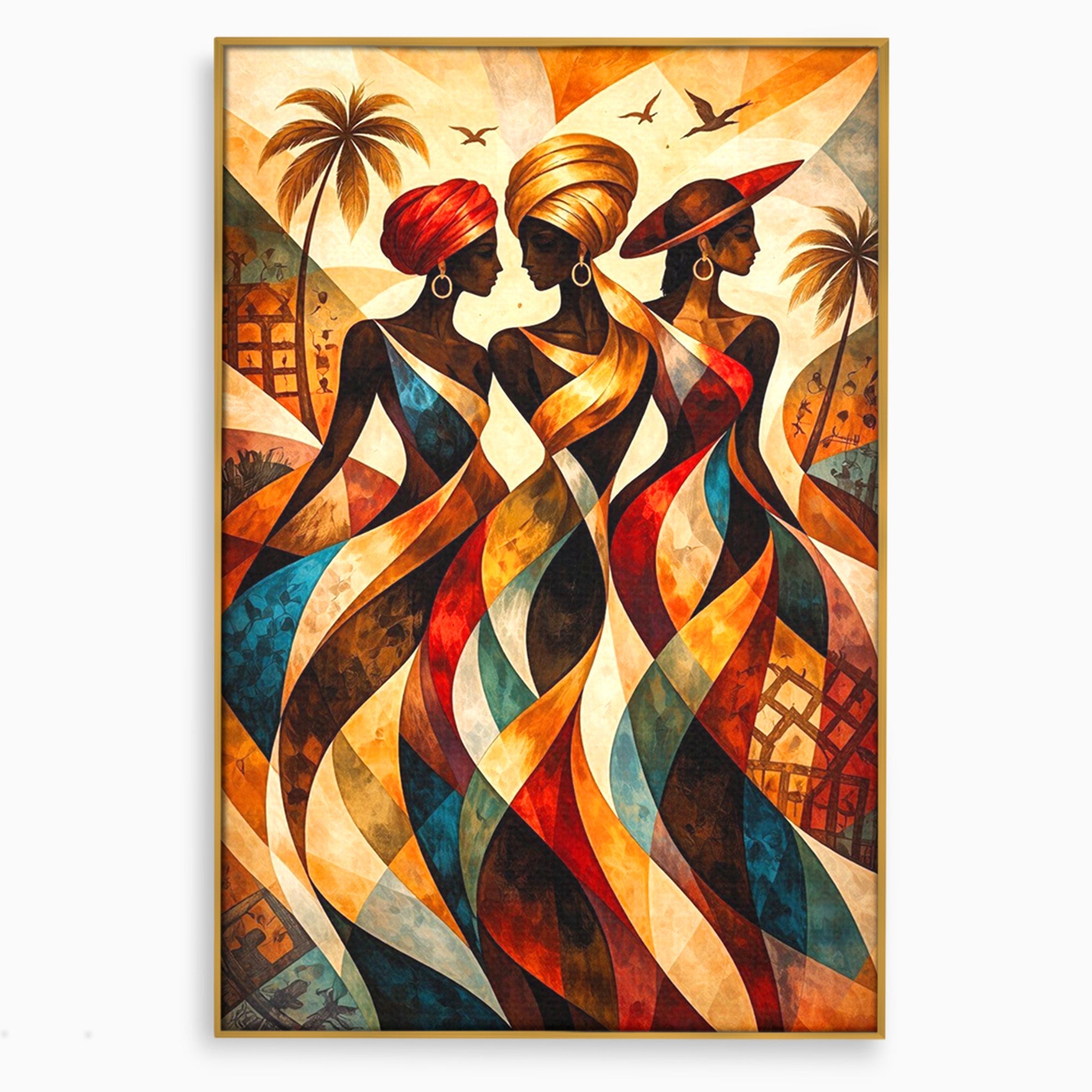 Tablou Canvas Premium LuxCanva® PI1010, Femei Africane Elegante, Femei, Africa, Arta, Cultura, Living, Culori Vibrante