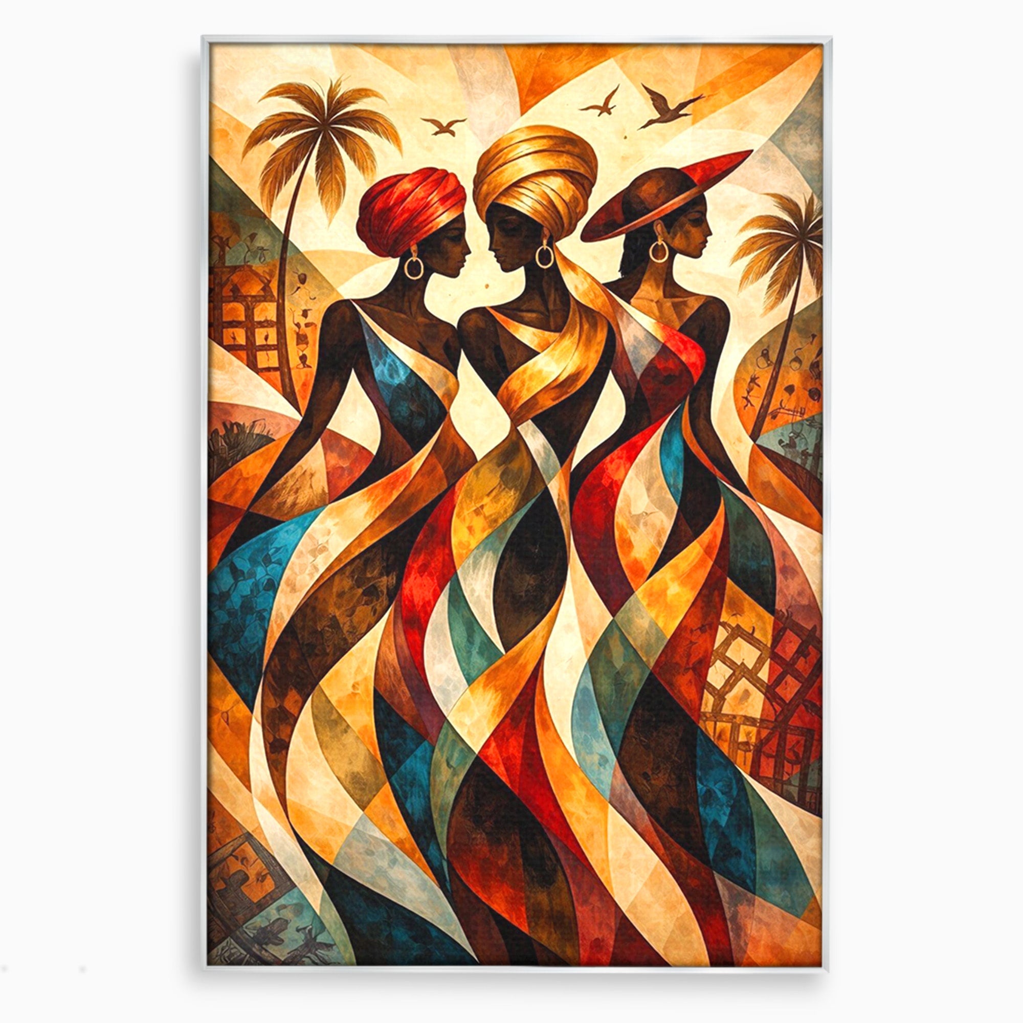 Tablou Canvas Premium LuxCanva® PI1010, Femei Africane Elegante, Femei, Africa, Arta, Cultura, Living, Culori Vibrante