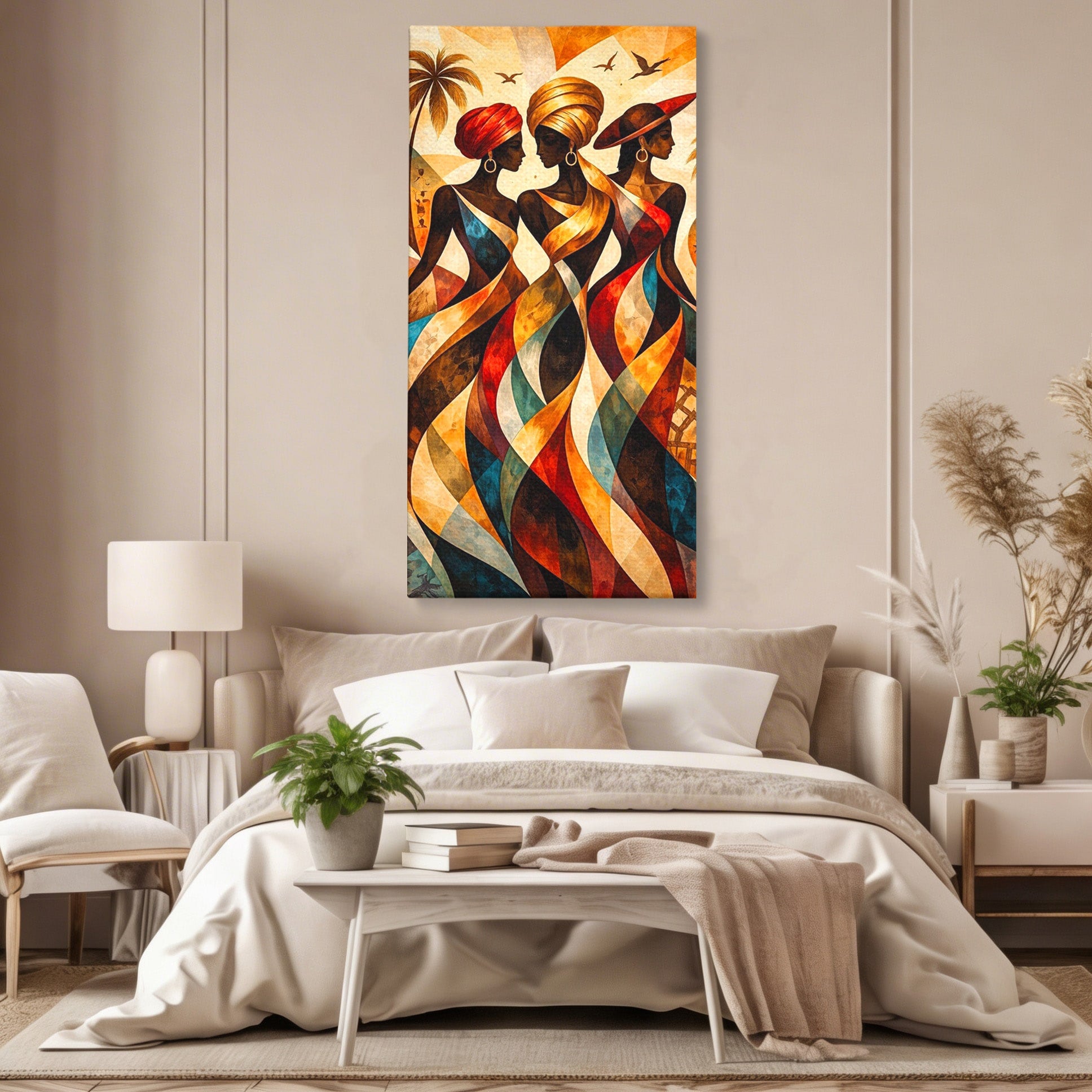 Tablou Canvas Premium LuxCanva® PI1010, Femei Africane Elegante, Femei, Africa, Arta, Cultura, Living, Culori Vibrante