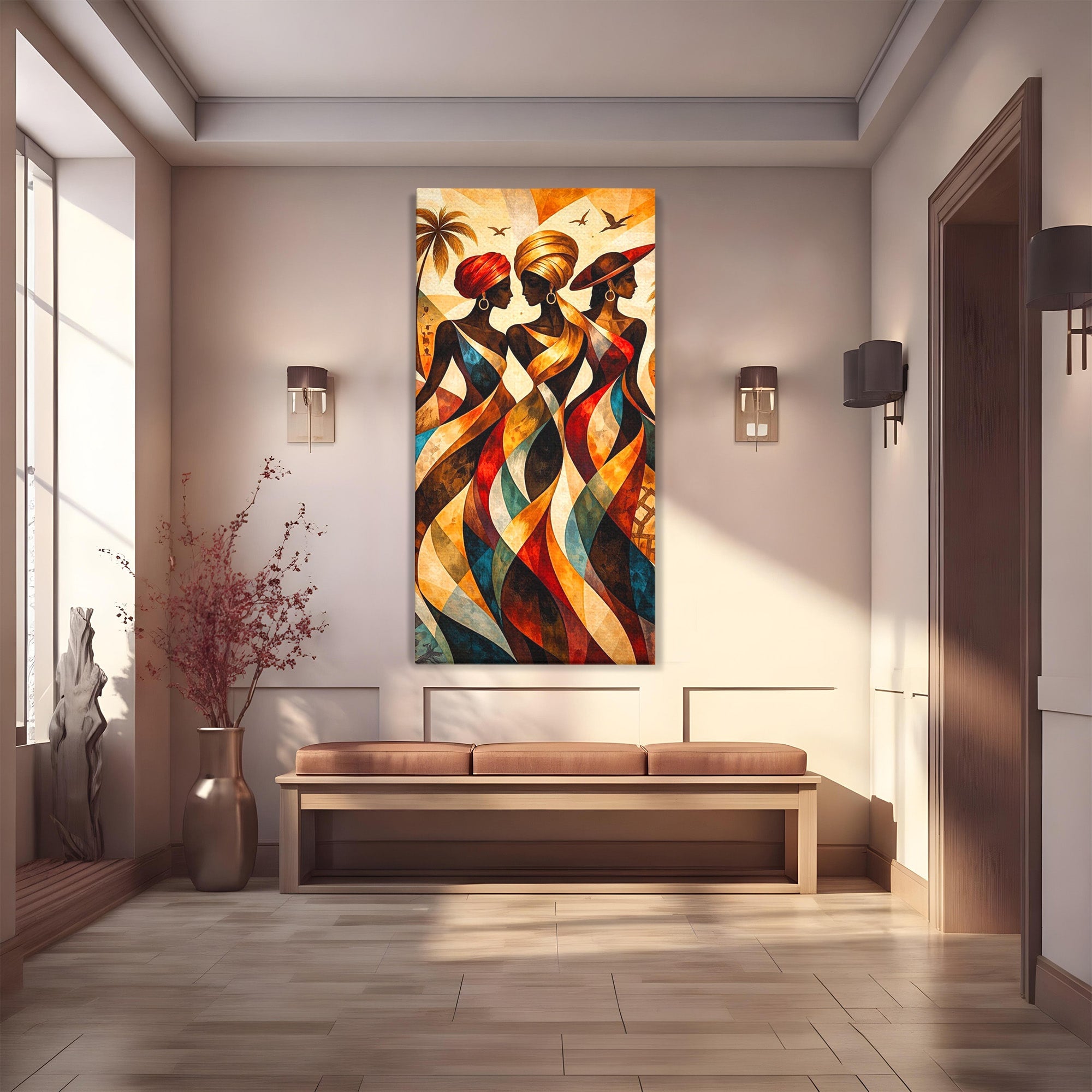 Tablou Canvas Premium LuxCanva® PI1010, Femei Africane Elegante, Femei, Africa, Arta, Cultura, Living, Culori Vibrante