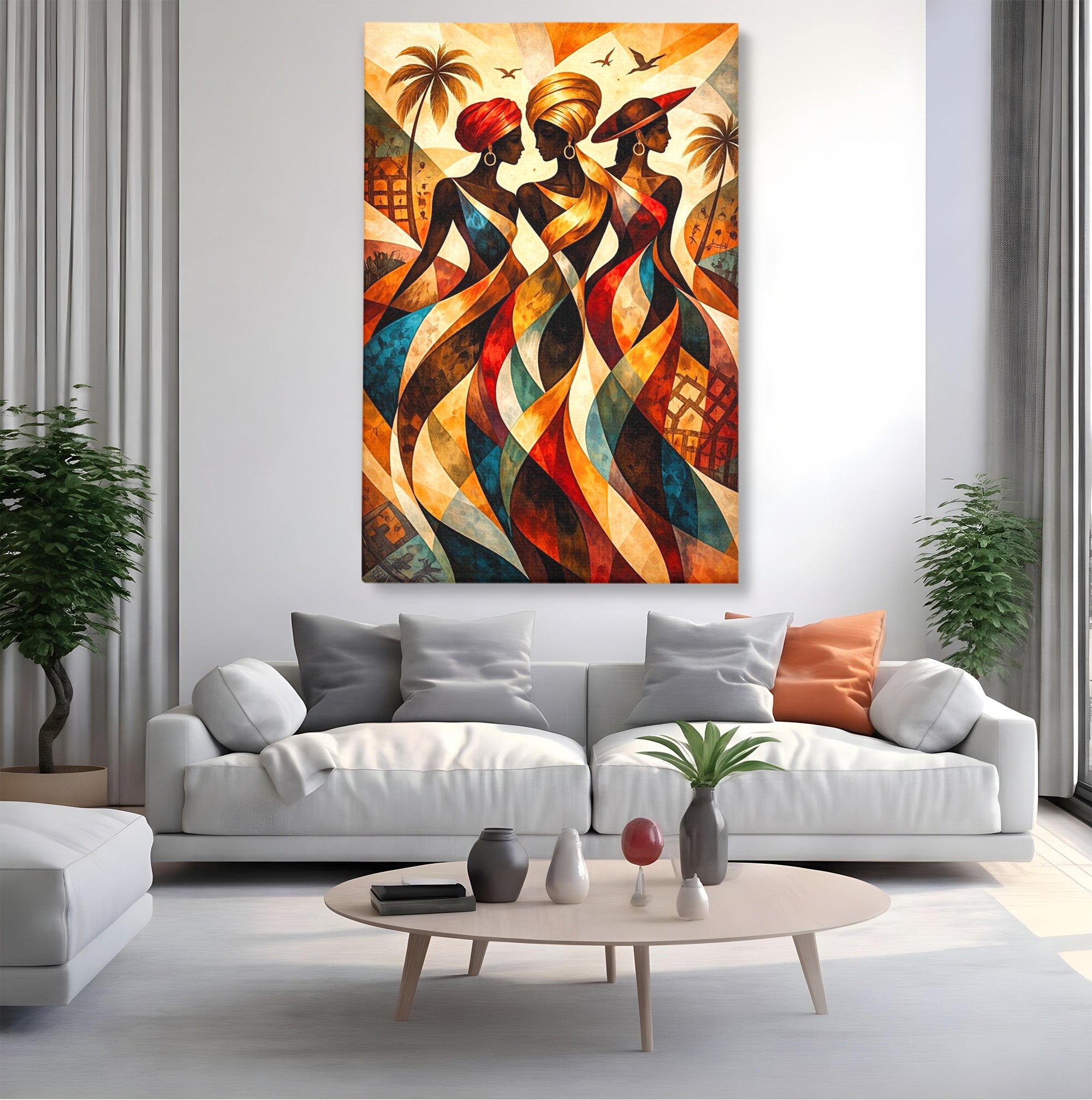 Tablou Canvas Premium LuxCanva® PI1010, Femei Africane Elegante, Femei, Africa, Arta, Cultura, Living, Culori Vibrante