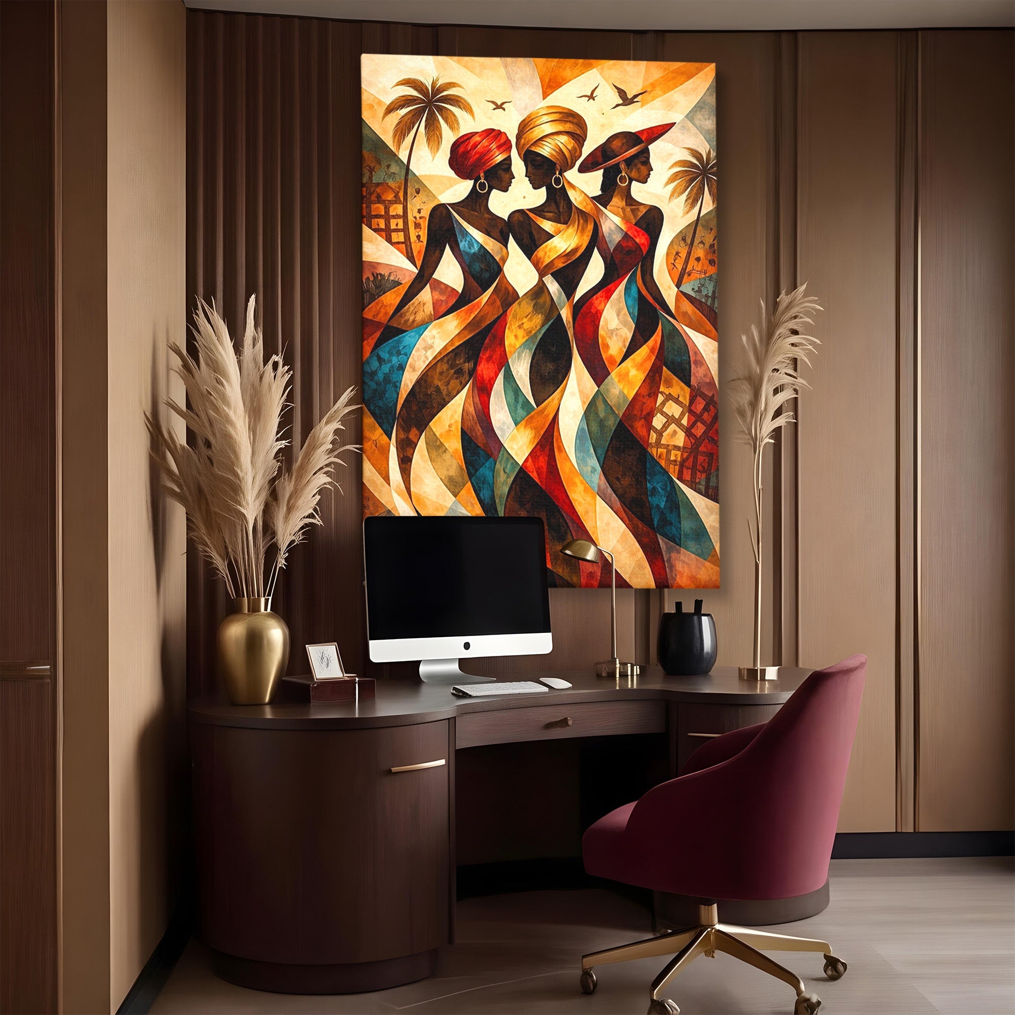 Tablou Canvas Premium LuxCanva® PI1010, Femei Africane Elegante, Femei, Africa, Arta, Cultura, Living, Culori Vibrante