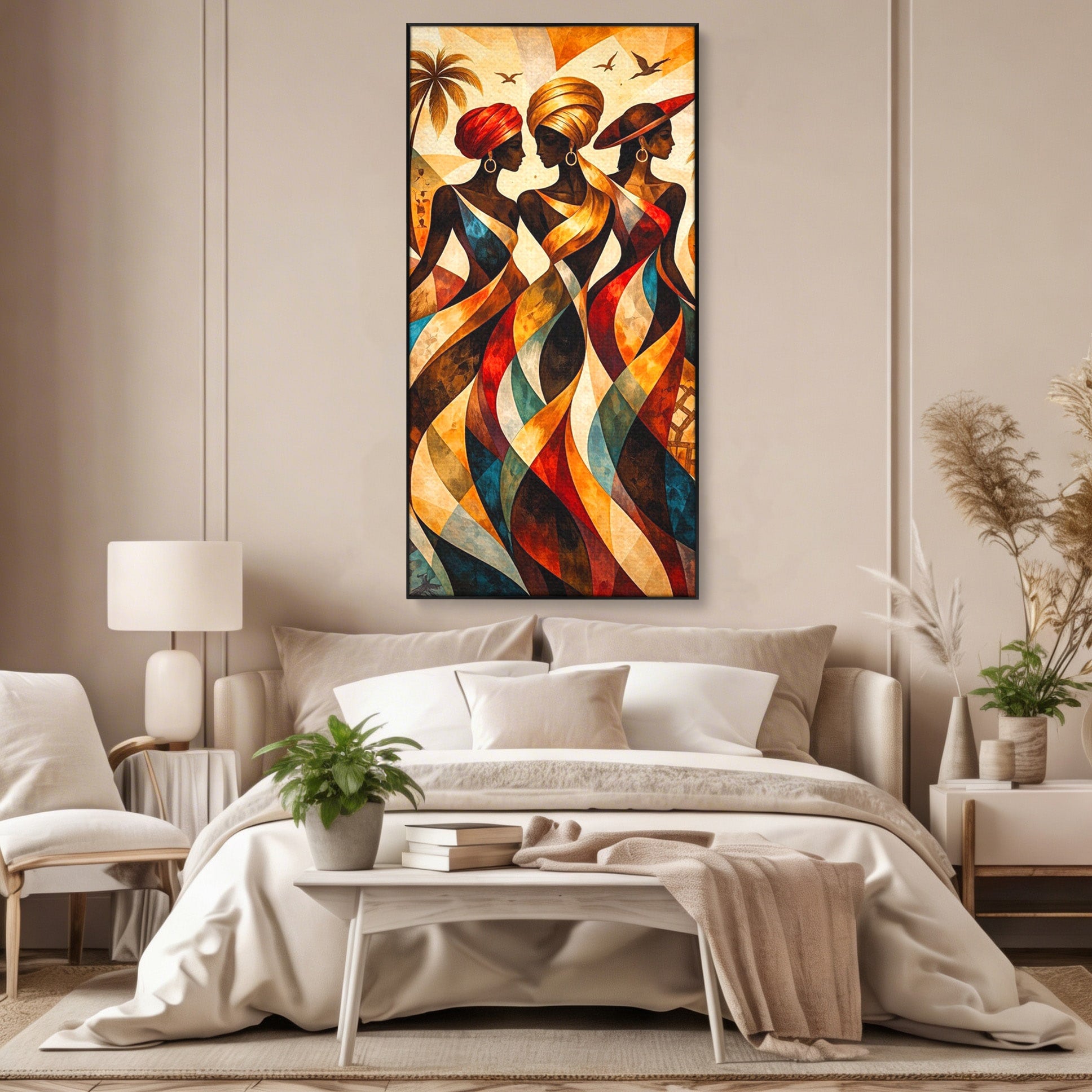 Tablou Canvas Premium LuxCanva® PI1010, Femei Africane Elegante, Femei, Africa, Arta, Cultura, Living, Culori Vibrante