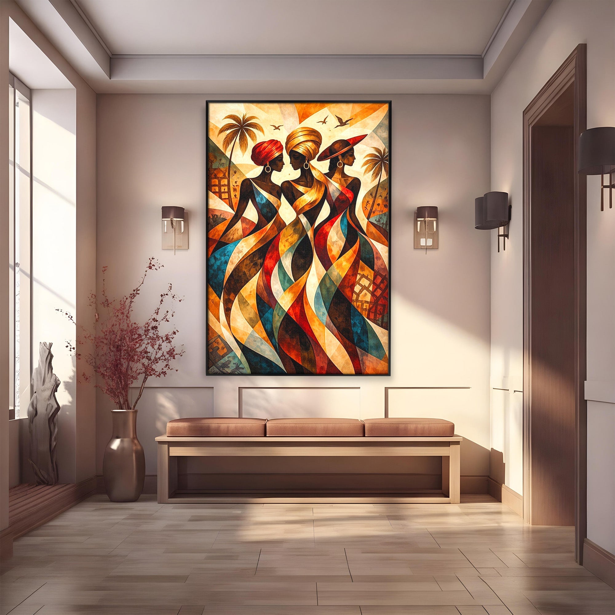Tablou Canvas Premium LuxCanva® PI1010, Femei Africane Elegante, Femei, Africa, Arta, Cultura, Living, Culori Vibrante
