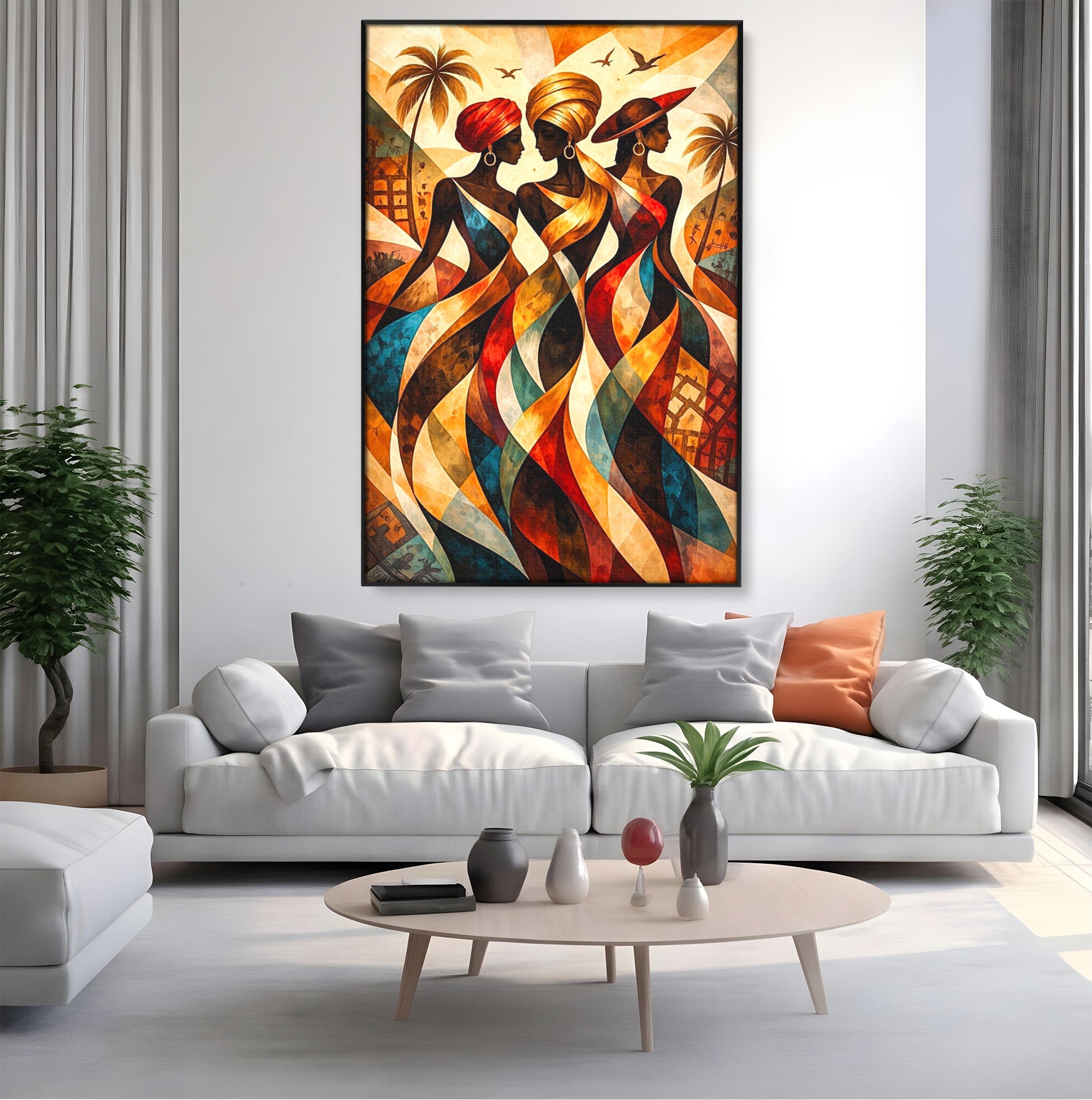 Tablou Canvas Premium LuxCanva® PI1010, Femei Africane Elegante, Femei, Africa, Arta, Cultura, Living, Culori Vibrante
