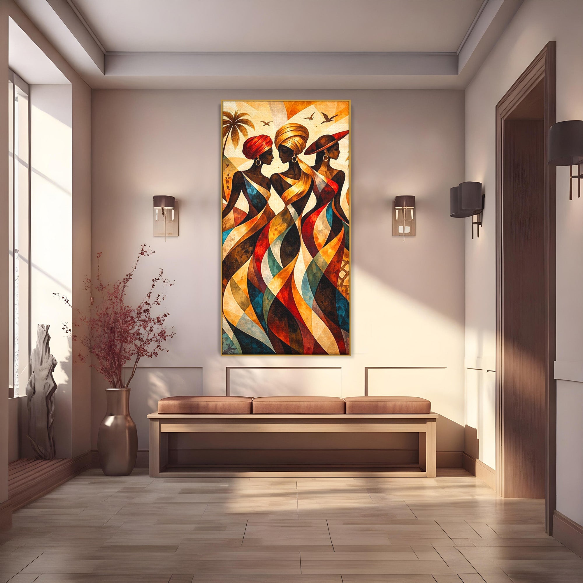 Tablou Canvas Premium LuxCanva® PI1010, Femei Africane Elegante, Femei, Africa, Arta, Cultura, Living, Culori Vibrante