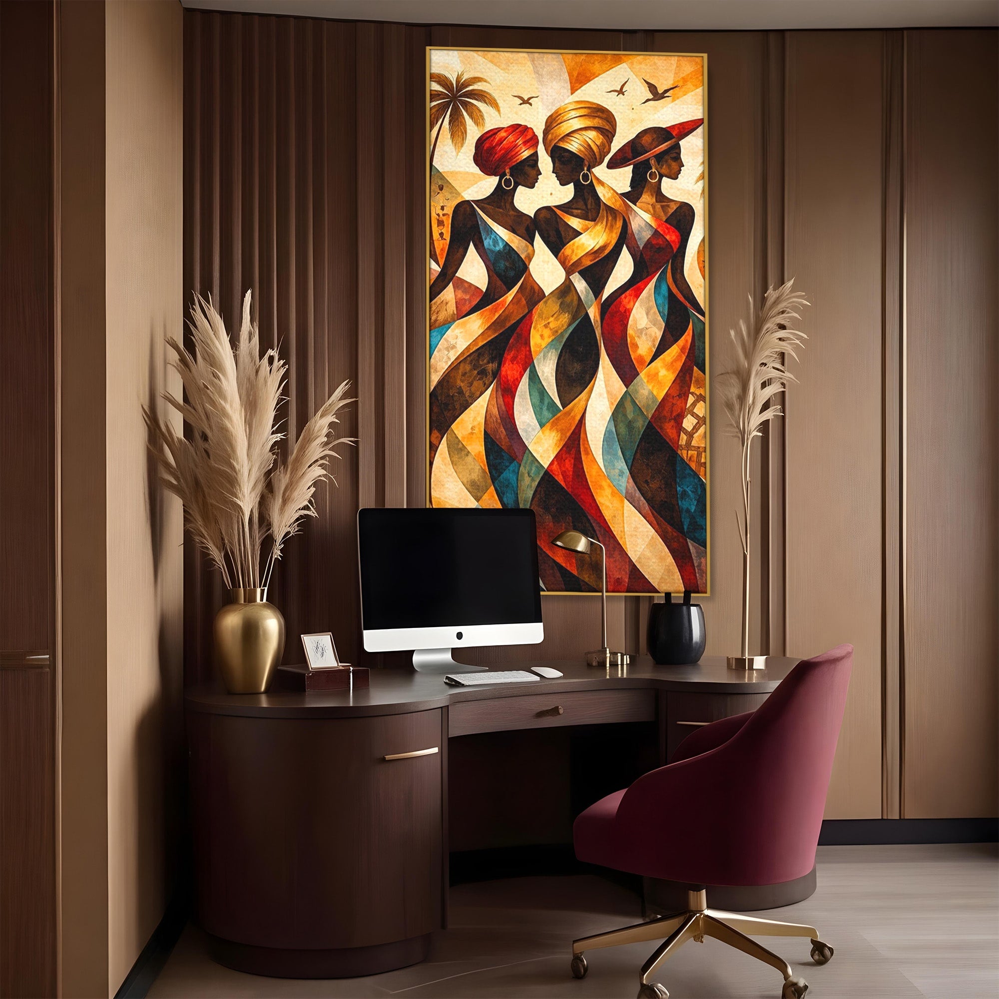 Tablou Canvas Premium LuxCanva® PI1010, Femei Africane Elegante, Femei, Africa, Arta, Cultura, Living, Culori Vibrante