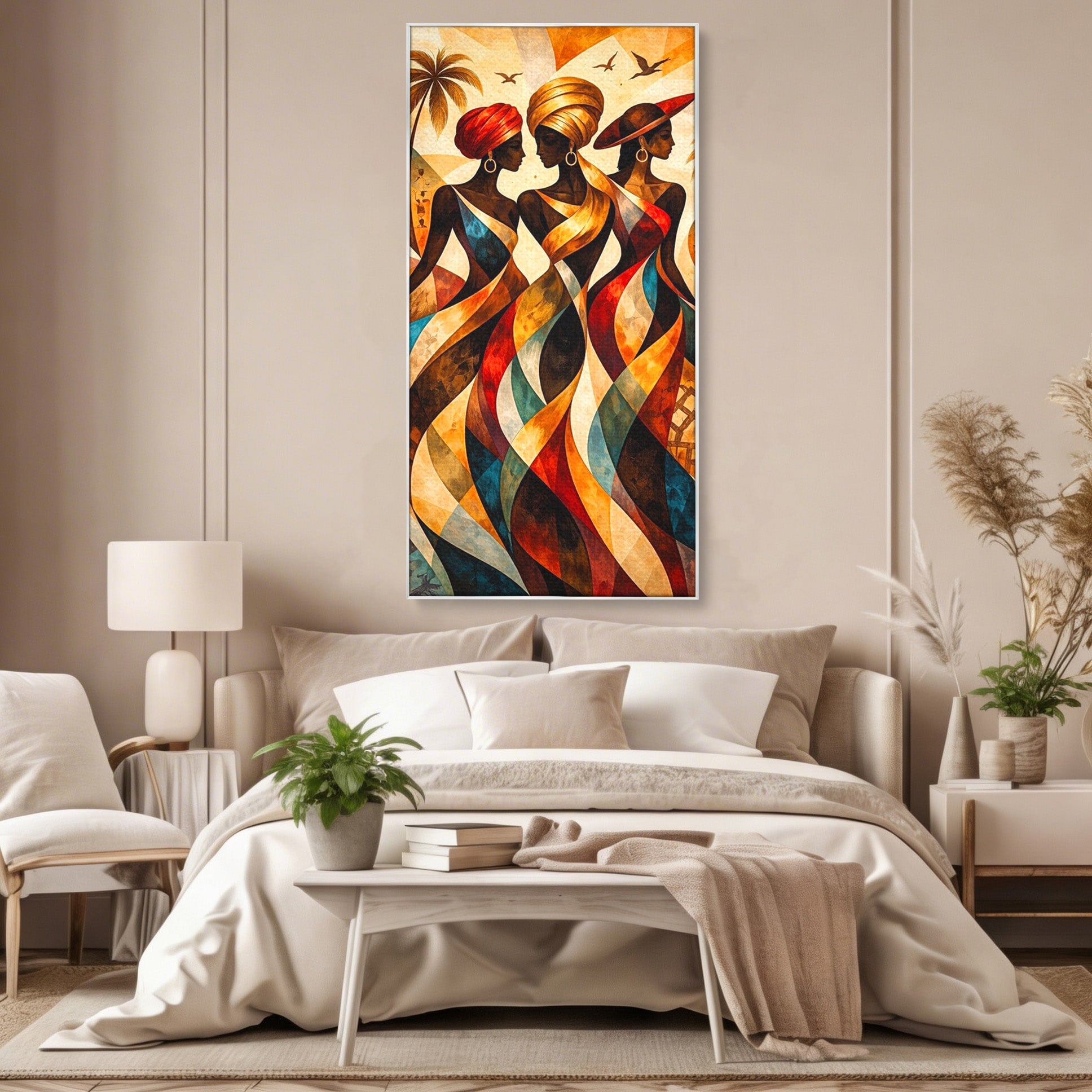 Tablou Canvas Premium LuxCanva® PI1010, Femei Africane Elegante, Femei, Africa, Arta, Cultura, Living, Culori Vibrante