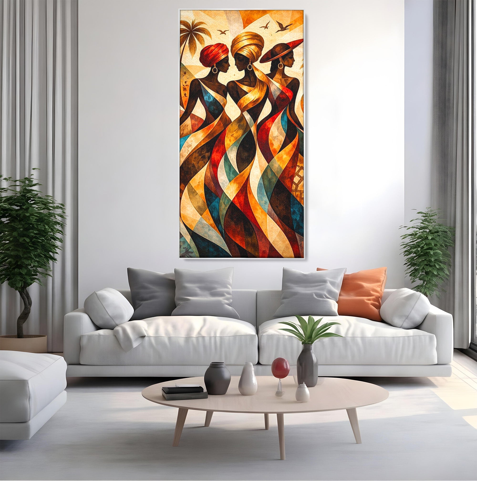 Tablou Canvas Premium LuxCanva® PI1010, Femei Africane Elegante, Femei, Africa, Arta, Cultura, Living, Culori Vibrante