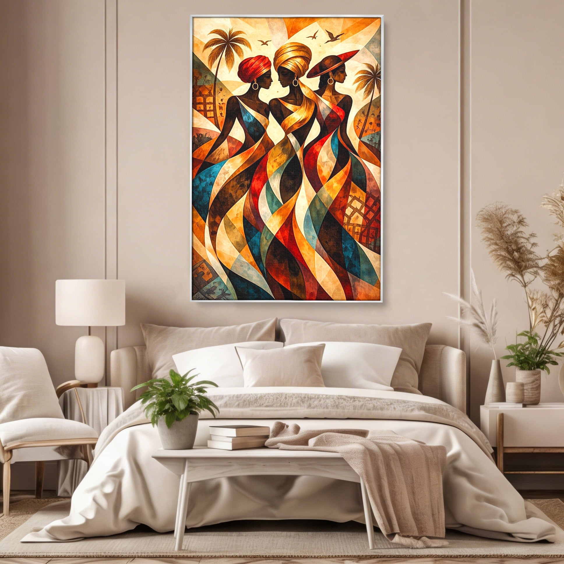 Tablou Canvas Premium LuxCanva® PI1010, Femei Africane Elegante, Femei, Africa, Arta, Cultura, Living, Culori Vibrante
