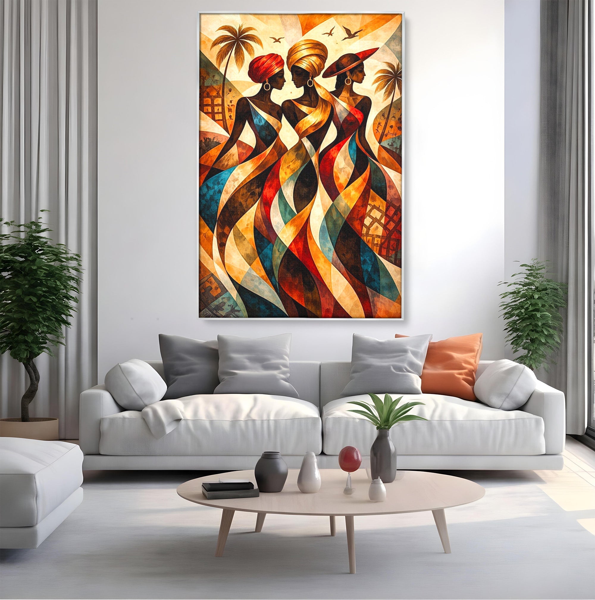 Tablou Canvas Premium LuxCanva® PI1010, Femei Africane Elegante, Femei, Africa, Arta, Cultura, Living, Culori Vibrante