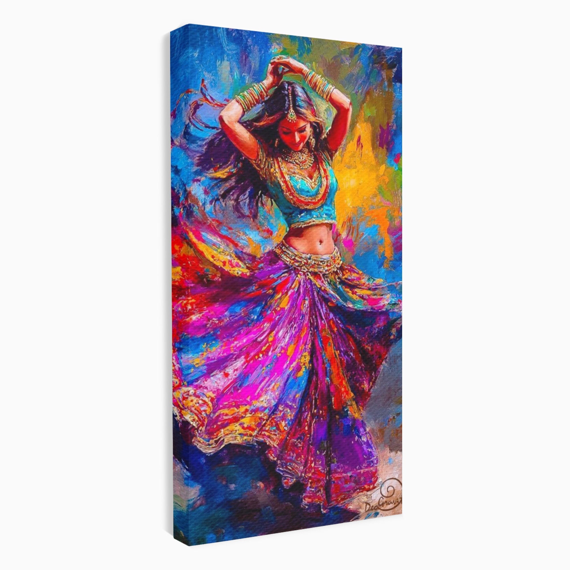 Tablou Canvas Premium LuxCanva® PI1011, Dansatoare Indiana, Dans, Cultura, Exotic, Living, Arta, Culori Vibrante