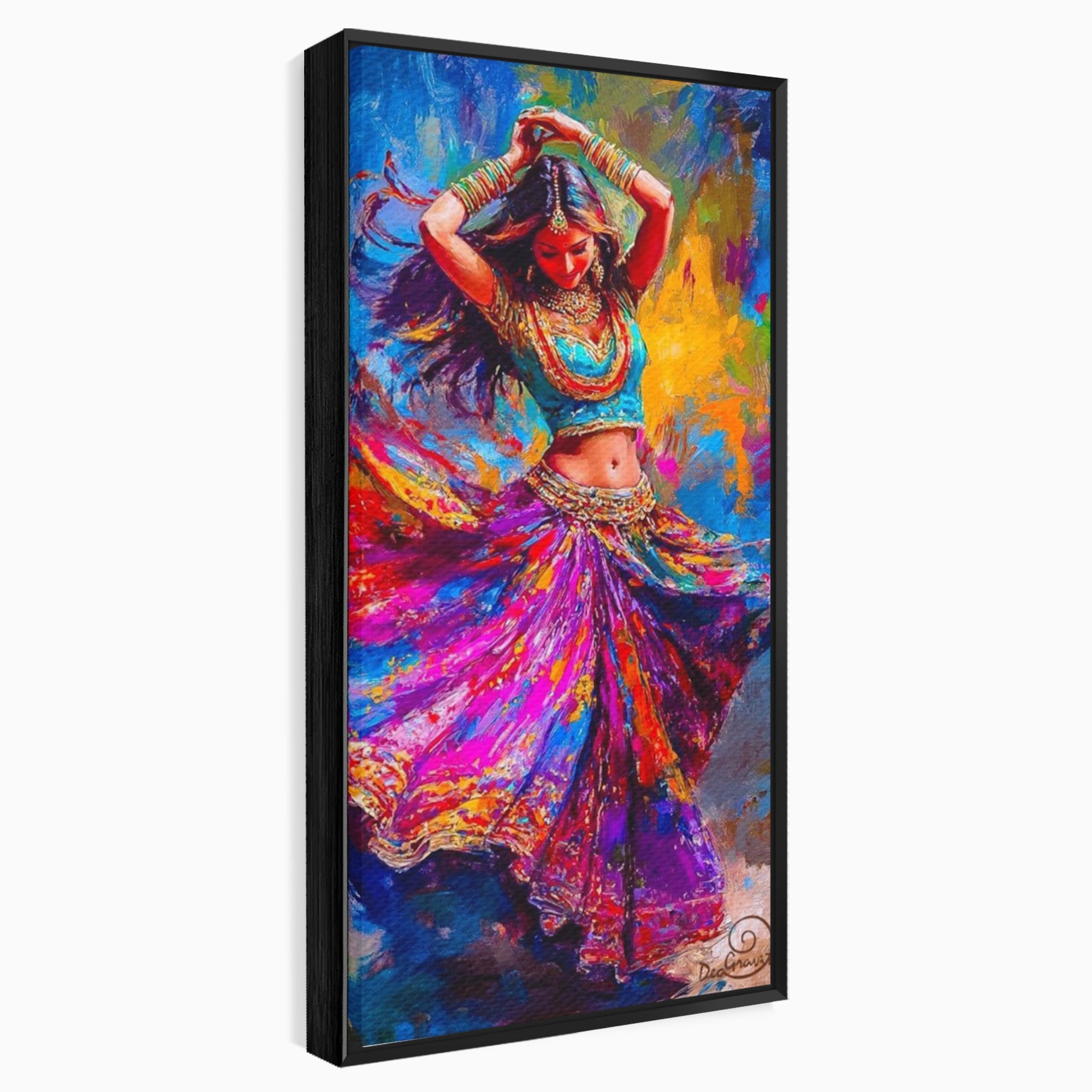 Tablou Canvas Premium LuxCanva® PI1011, Dansatoare Indiana, Dans, Cultura, Exotic, Living, Arta, Culori Vibrante