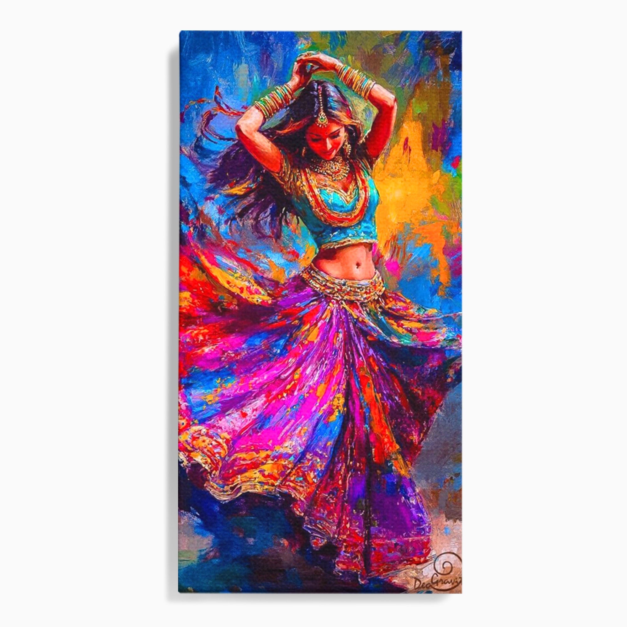 Tablou Canvas Premium LuxCanva® PI1011, Dansatoare Indiana, Dans, Cultura, Exotic, Living, Arta, Culori Vibrante