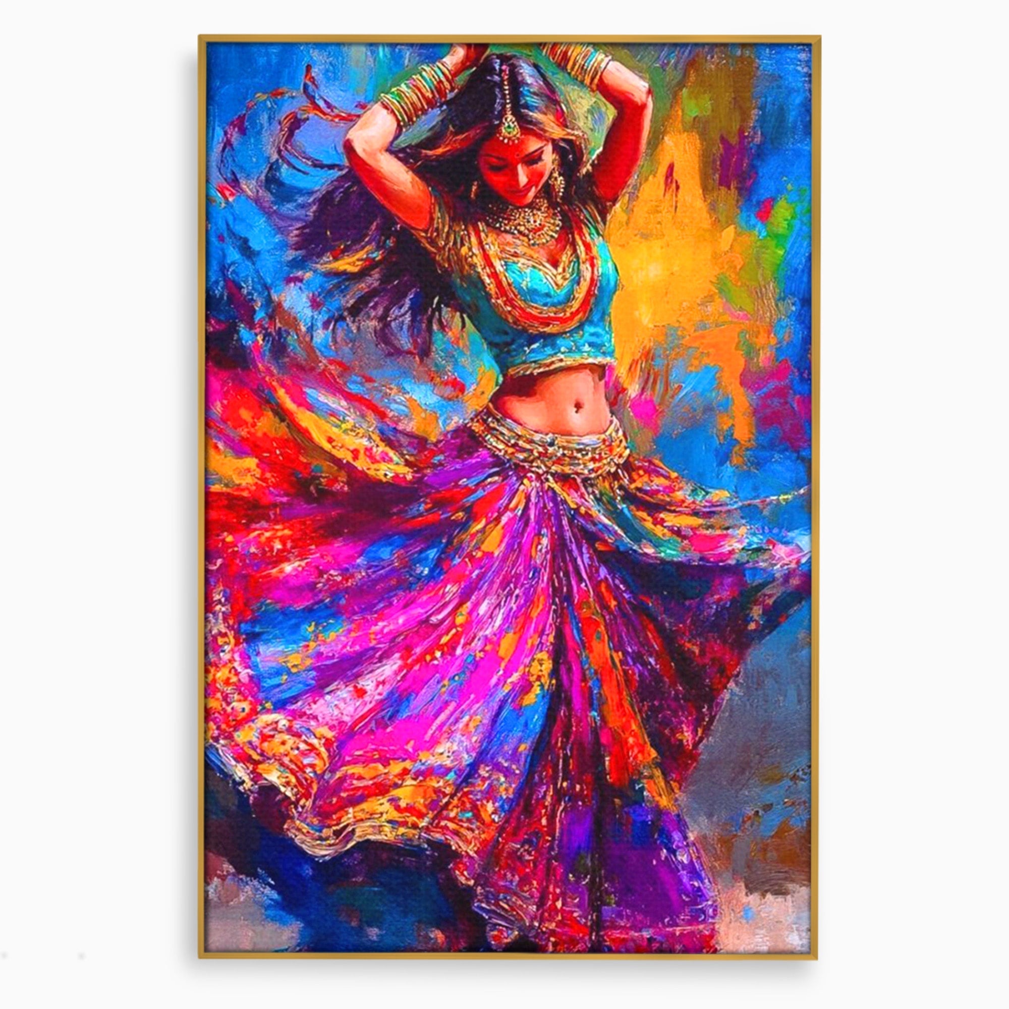 Tablou Canvas Premium LuxCanva® PI1011, Dansatoare Indiana, Dans, Cultura, Exotic, Living, Arta, Culori Vibrante