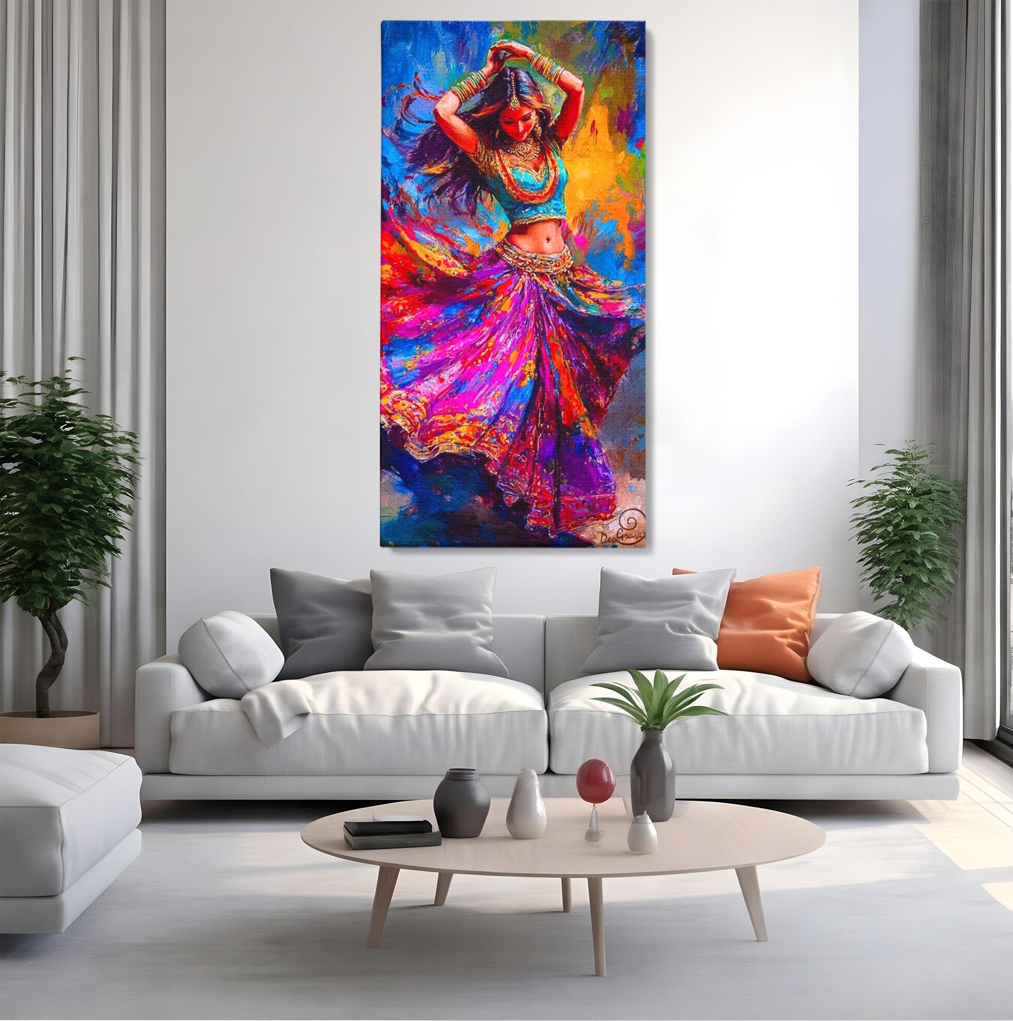 Tablou Canvas Premium LuxCanva® PI1011, Dansatoare Indiana, Dans, Cultura, Exotic, Living, Arta, Culori Vibrante