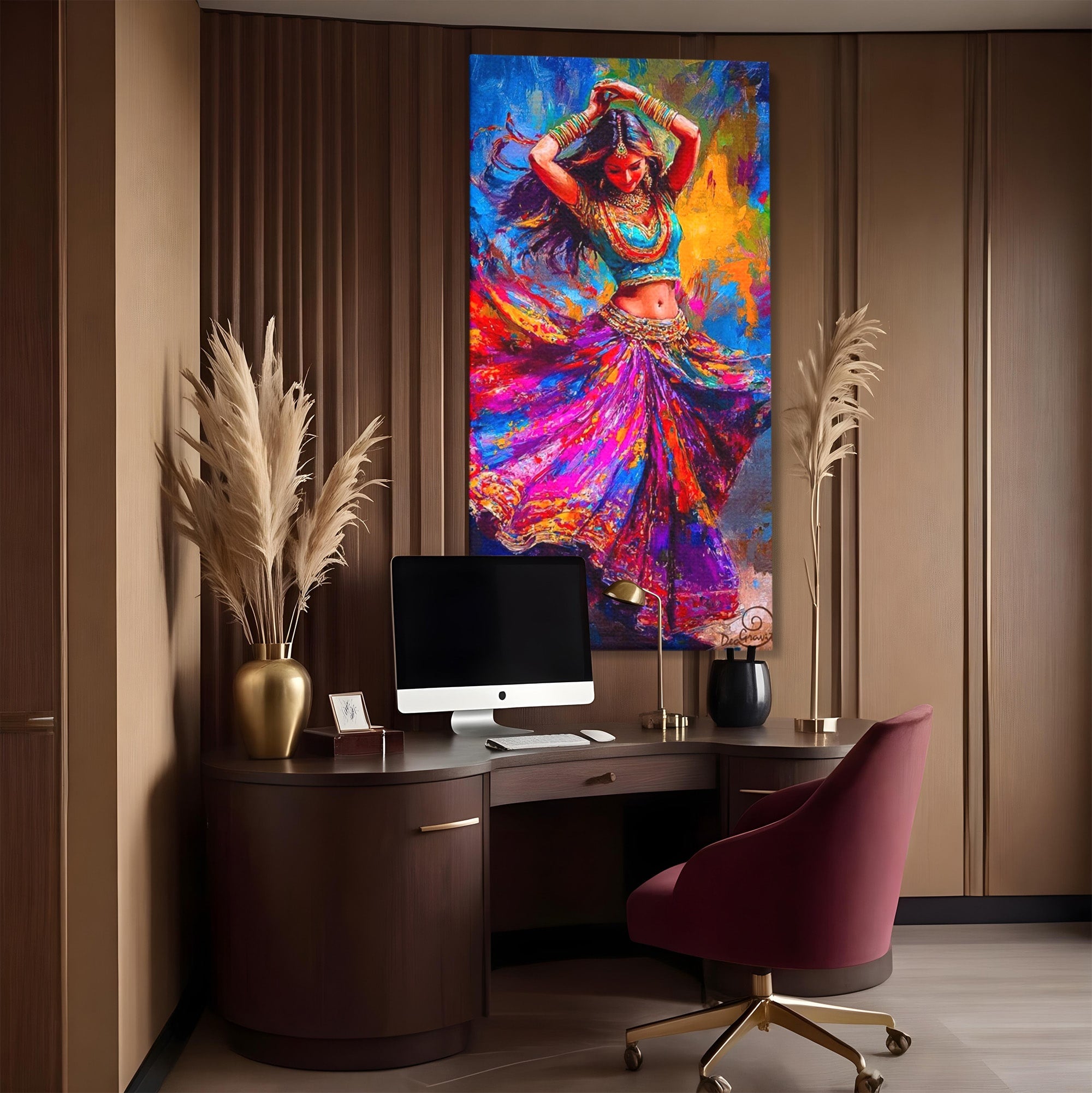 Tablou Canvas Premium LuxCanva® PI1011, Dansatoare Indiana, Dans, Cultura, Exotic, Living, Arta, Culori Vibrante