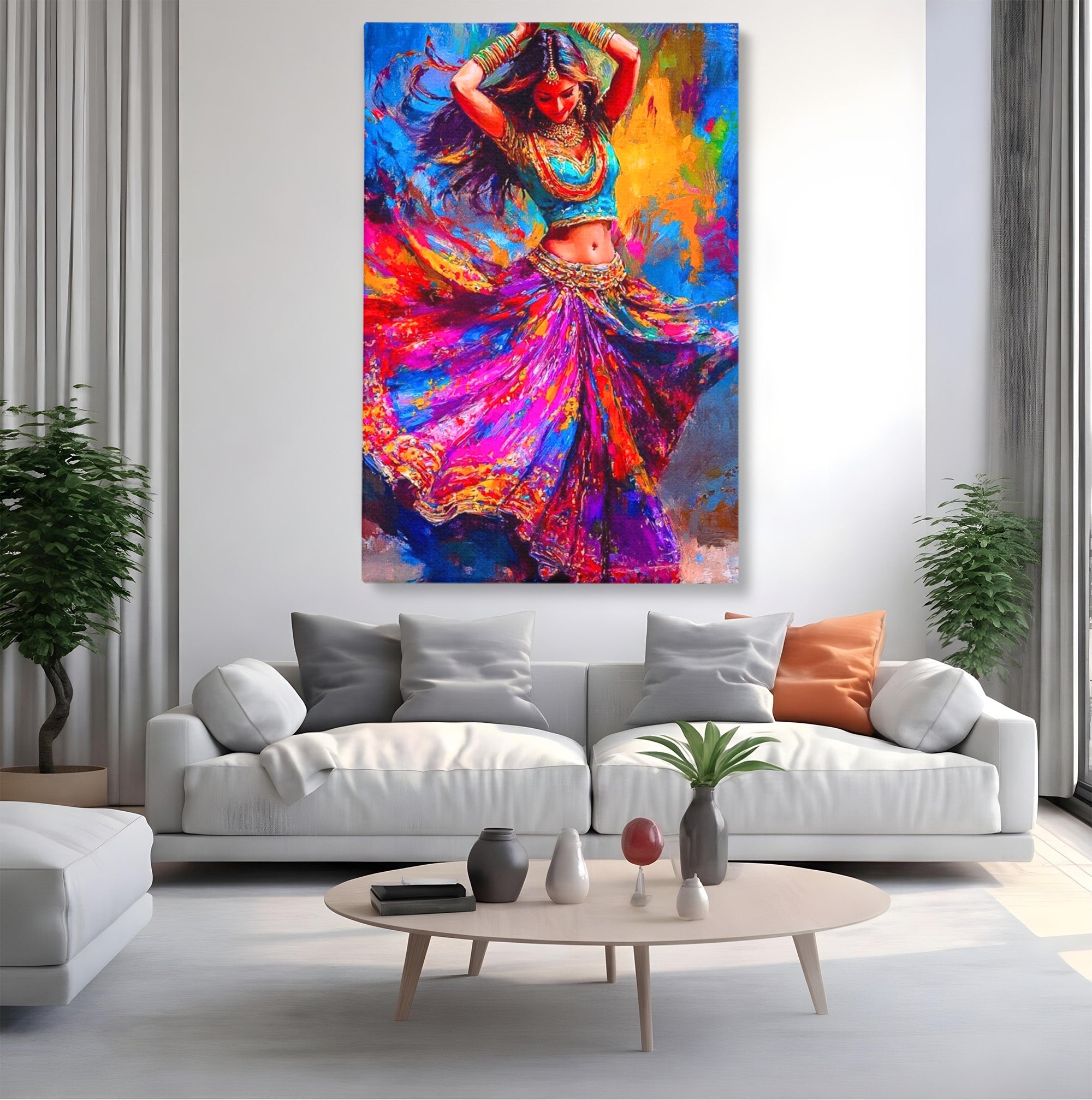 Tablou Canvas Premium LuxCanva® PI1011, Dansatoare Indiana, Dans, Cultura, Exotic, Living, Arta, Culori Vibrante